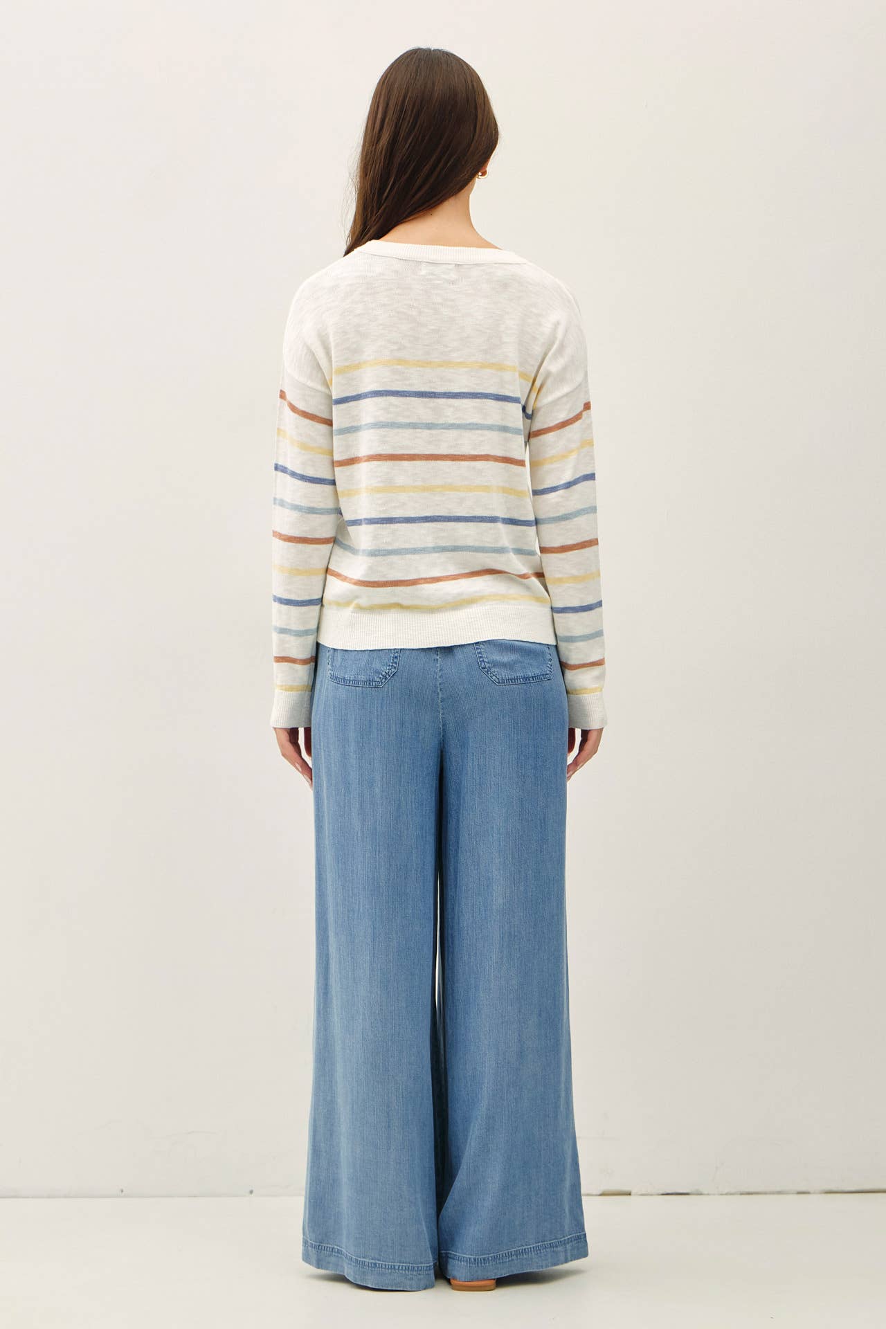 WIDE LEG TENCEL CHAMBRAY PULL-ON PANTS