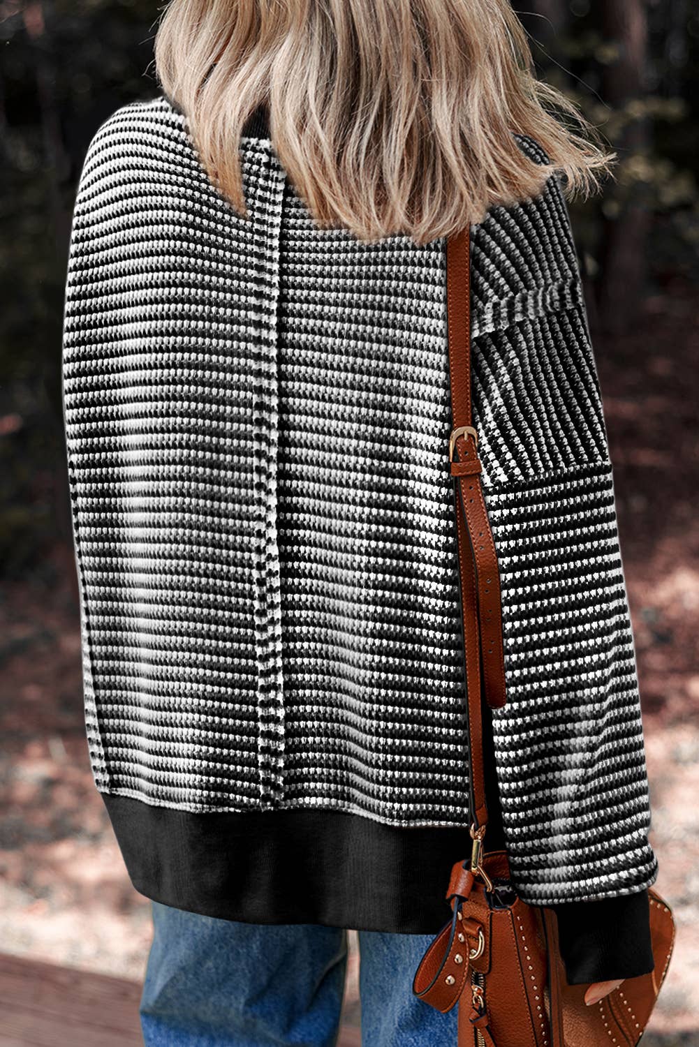 LDC Ribbed Trim Drop Shoulder Long Sleeve Oversize Top