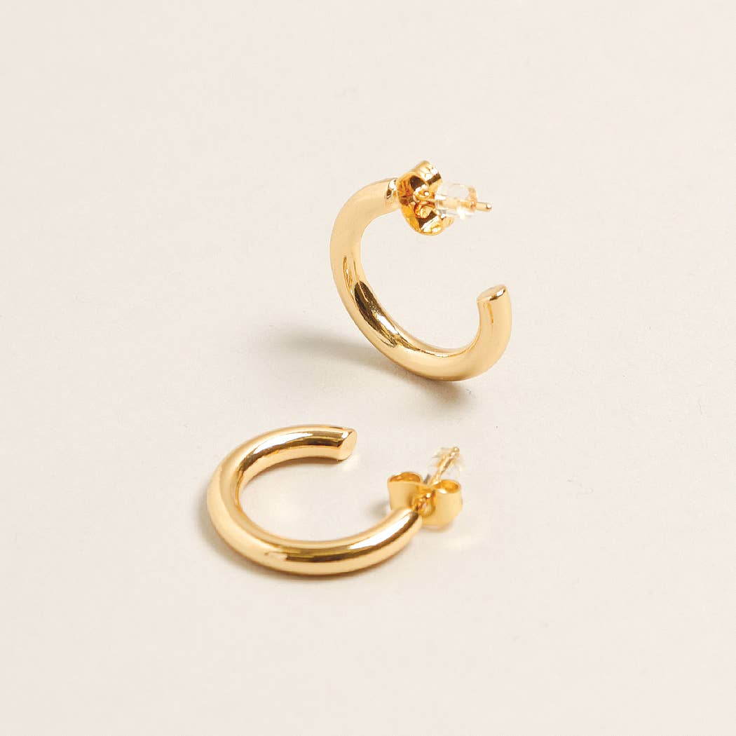 XS-14K Gold Dipped Post Hoop Earrings