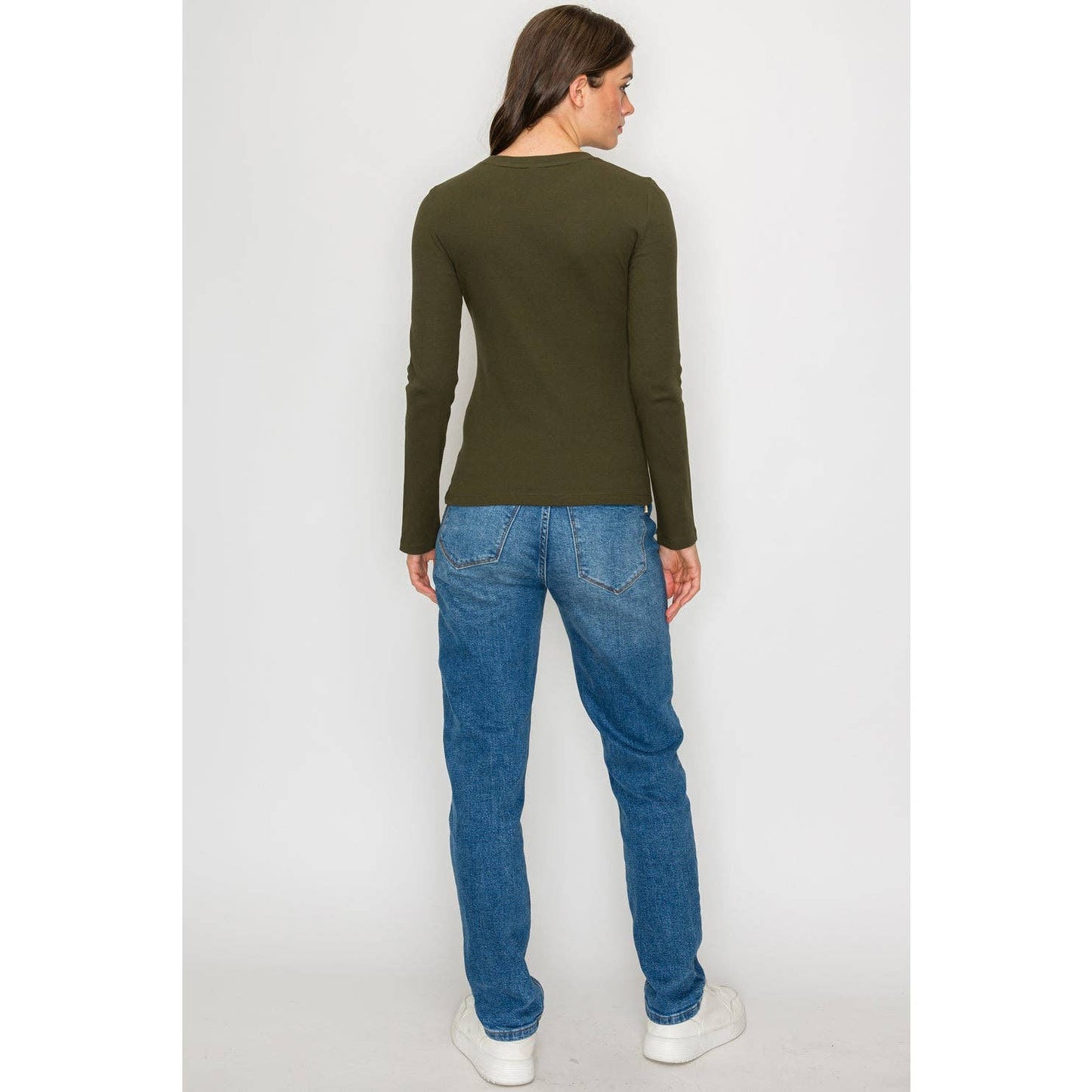Long Sleeve Round Neck Mini Ribbed Shirt Top