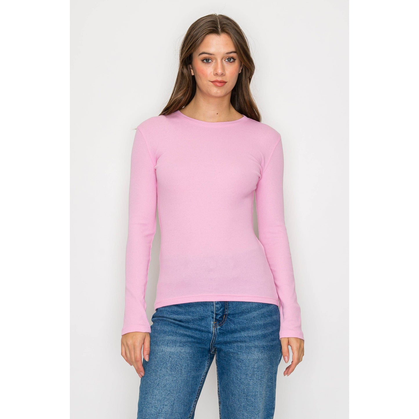 Long Sleeve Round Neck Mini Ribbed Shirt Top