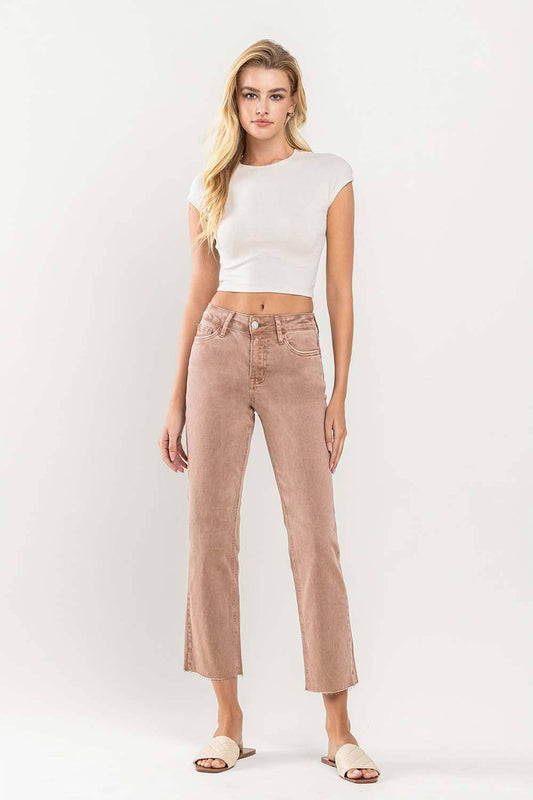 MID RISE CROP RAW HEM STRAIGHT JEANS
T5600