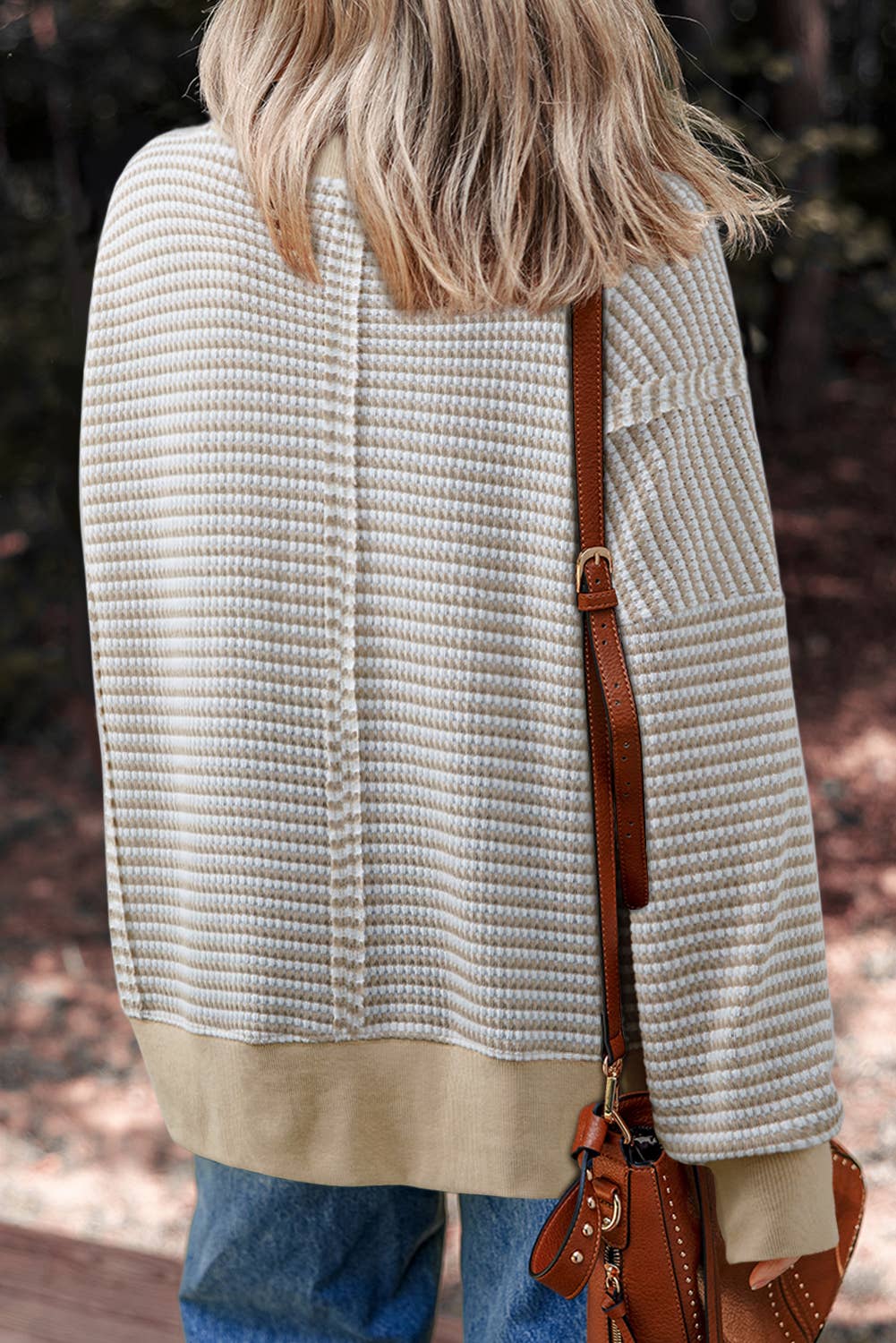 LDC Ribbed Trim Drop Shoulder Long Sleeve Oversize Top