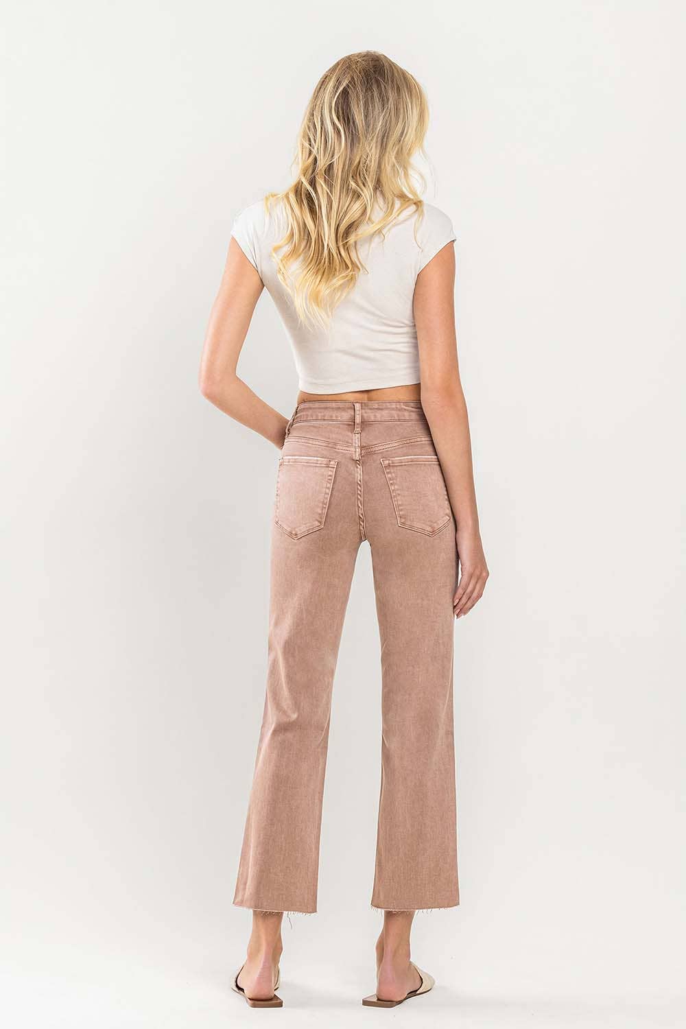 MID RISE CROP RAW HEM STRAIGHT JEANS
T5600