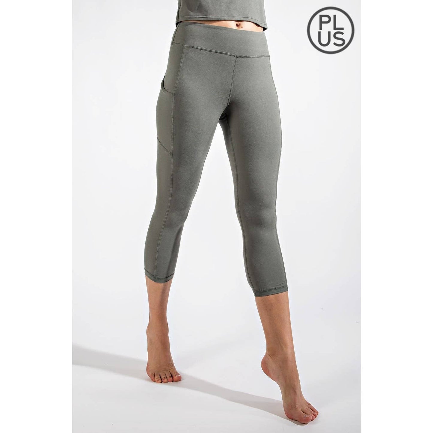 PLUS SIZE CAPRI LENGTH YOGA LEGGINGS WITH POCKETS