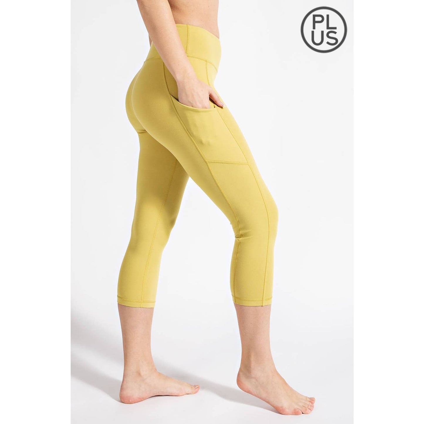 PLUS SIZE CAPRI LENGTH YOGA LEGGINGS WITH POCKETS