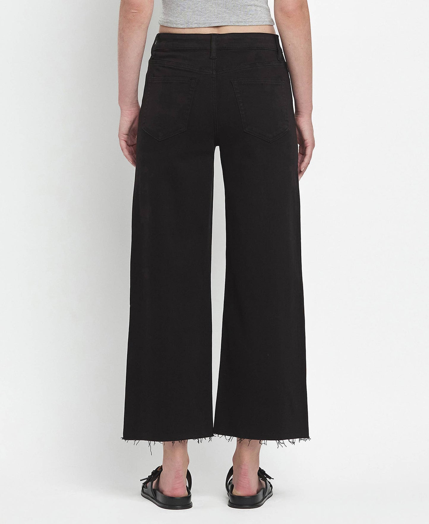 HIGH RISE CROP WIDE LEG JEANS T5894BK