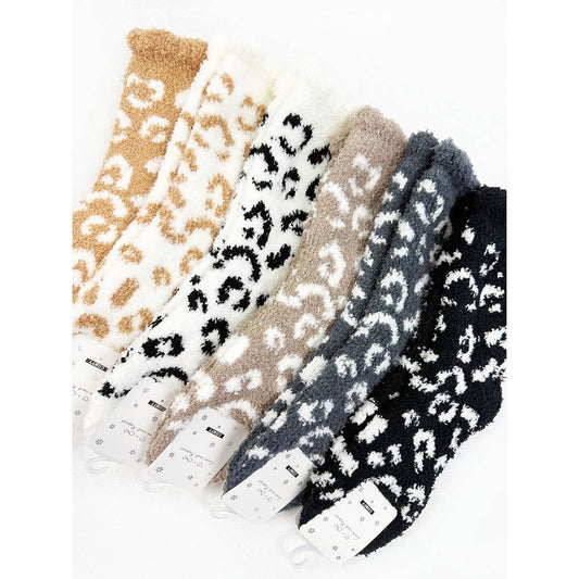 Plush Cozy Leopard Socks