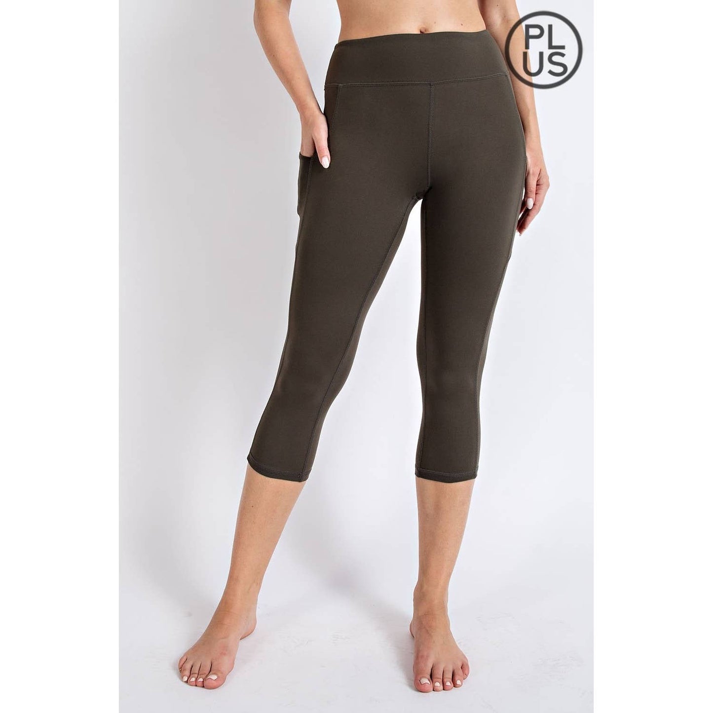 PLUS SIZE CAPRI LENGTH YOGA LEGGINGS WITH POCKETS