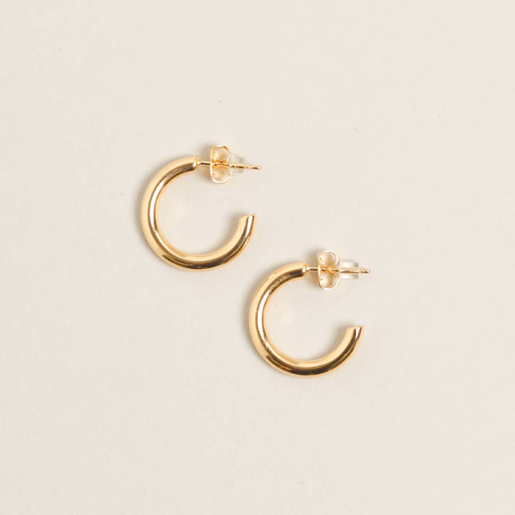 XS-14K Gold Dipped Post Hoop Earrings