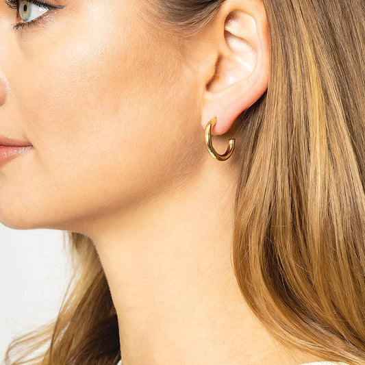 XS-14K Gold Dipped Post Hoop Earrings