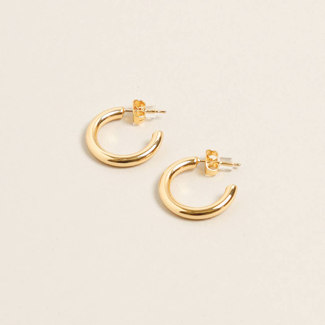 XS-14K Gold Dipped Post Hoop Earrings