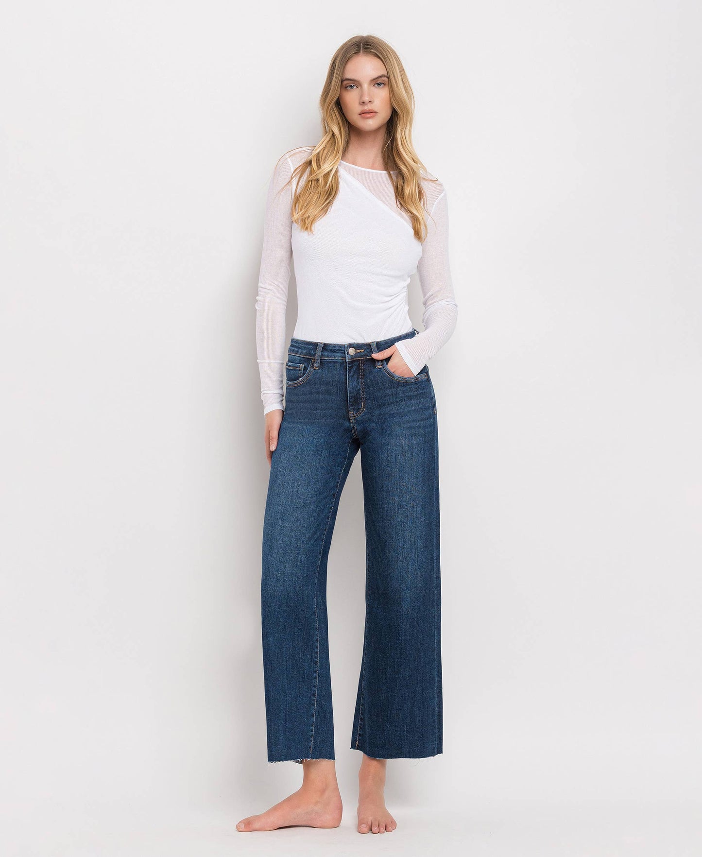 TUMMY CONTROL MID RISE WIDE LEG JEANS LV1311