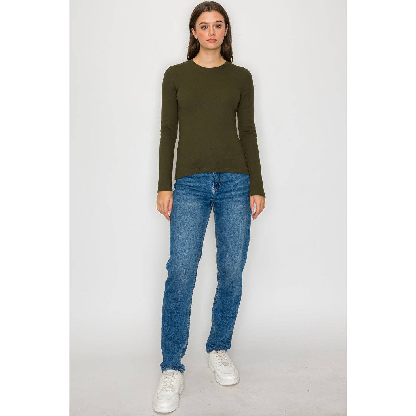 Long Sleeve Round Neck Mini Ribbed Shirt Top