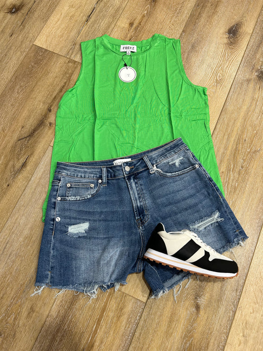 Blakeley River Midrise Raw Hem Cut Off Shorts