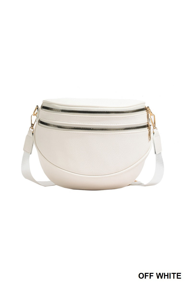Zenana VEGAN LEATHER MULTI POCKET CROSSBODY CHEST BUM BAG