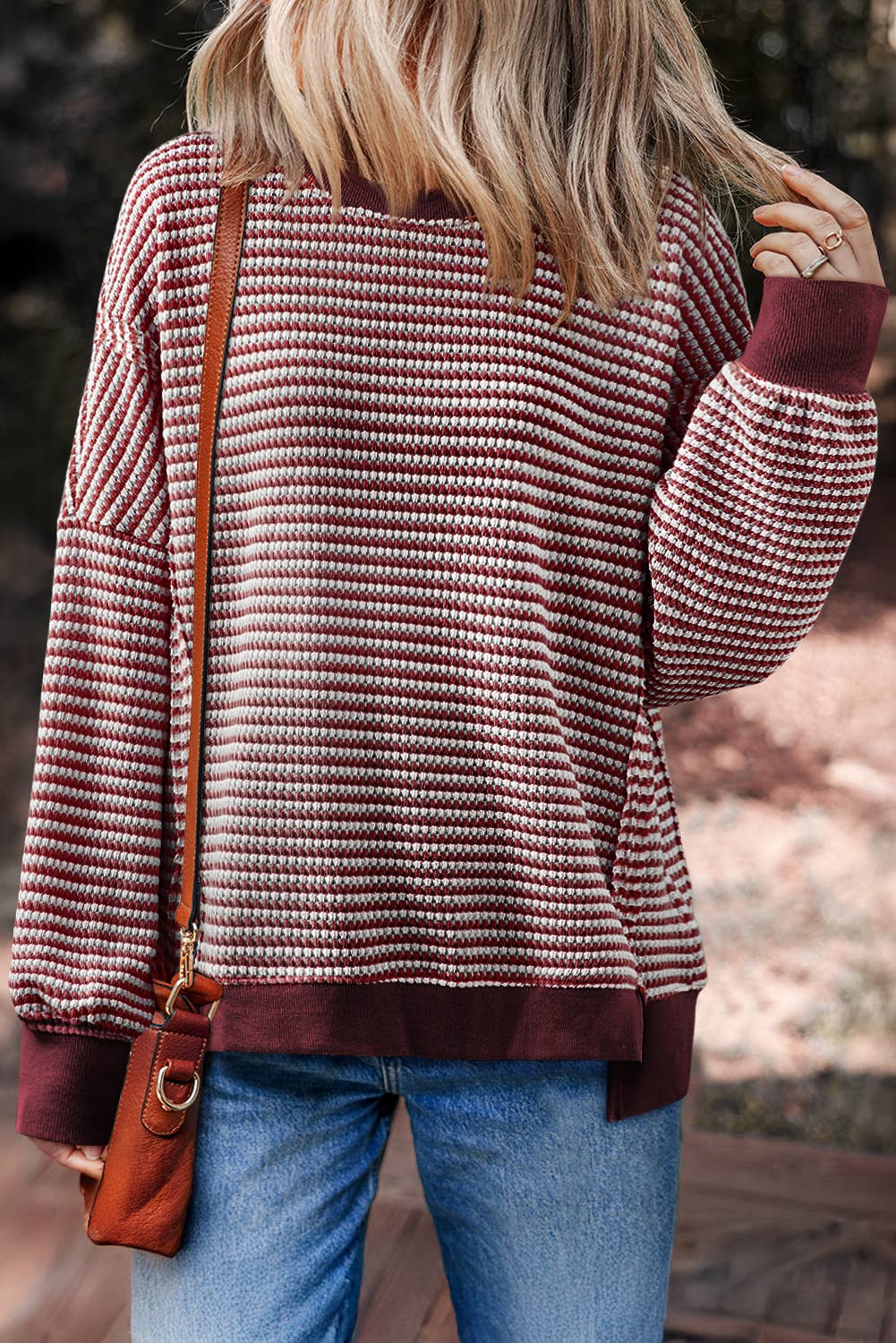 LDC Ribbed Trim Drop Shoulder Long Sleeve Oversize Top