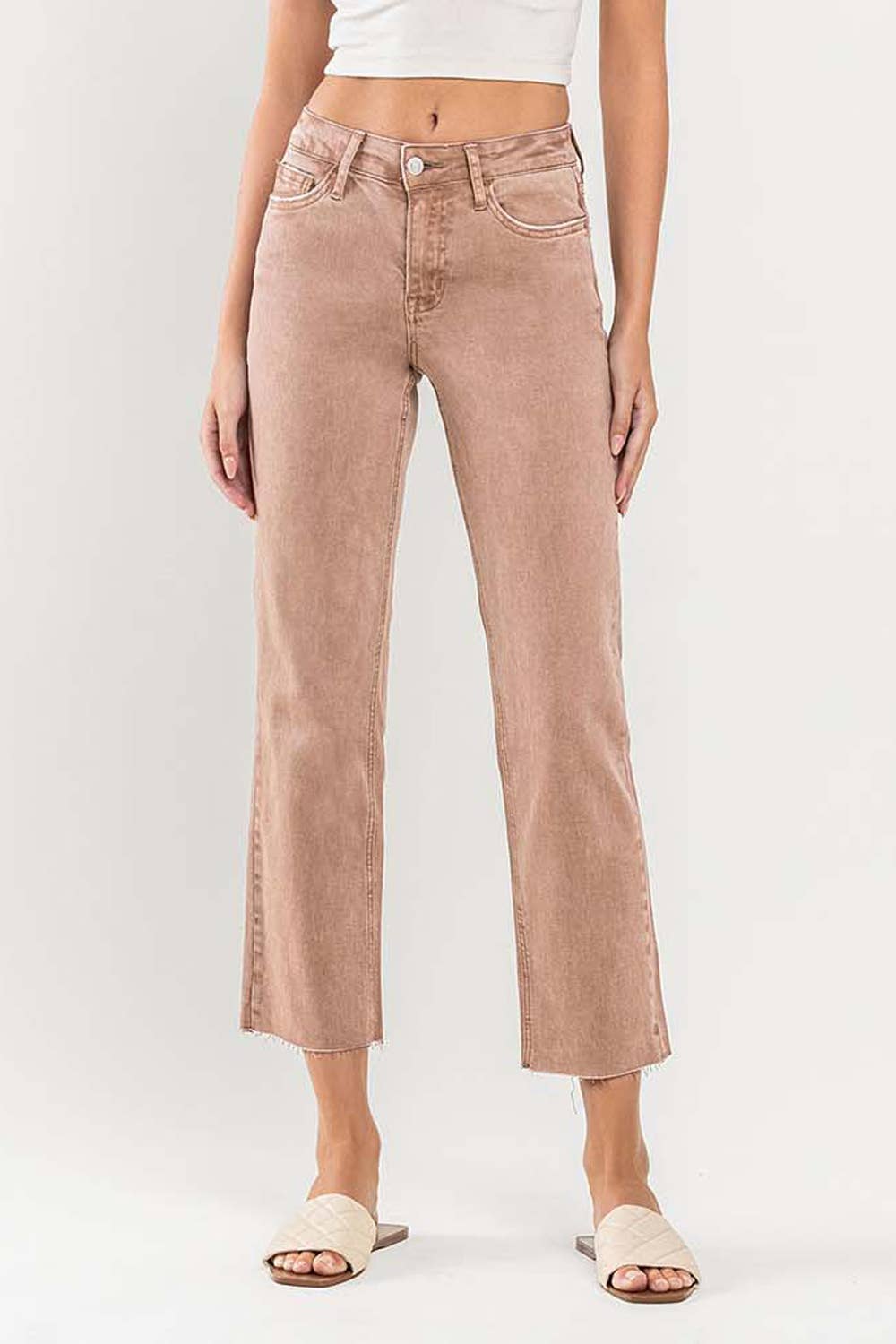 MID RISE CROP RAW HEM STRAIGHT JEANS
T5600