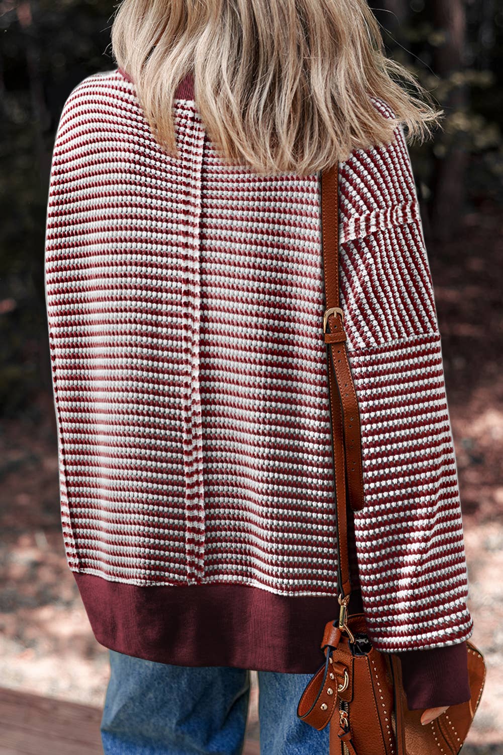 LDC Ribbed Trim Drop Shoulder Long Sleeve Oversize Top