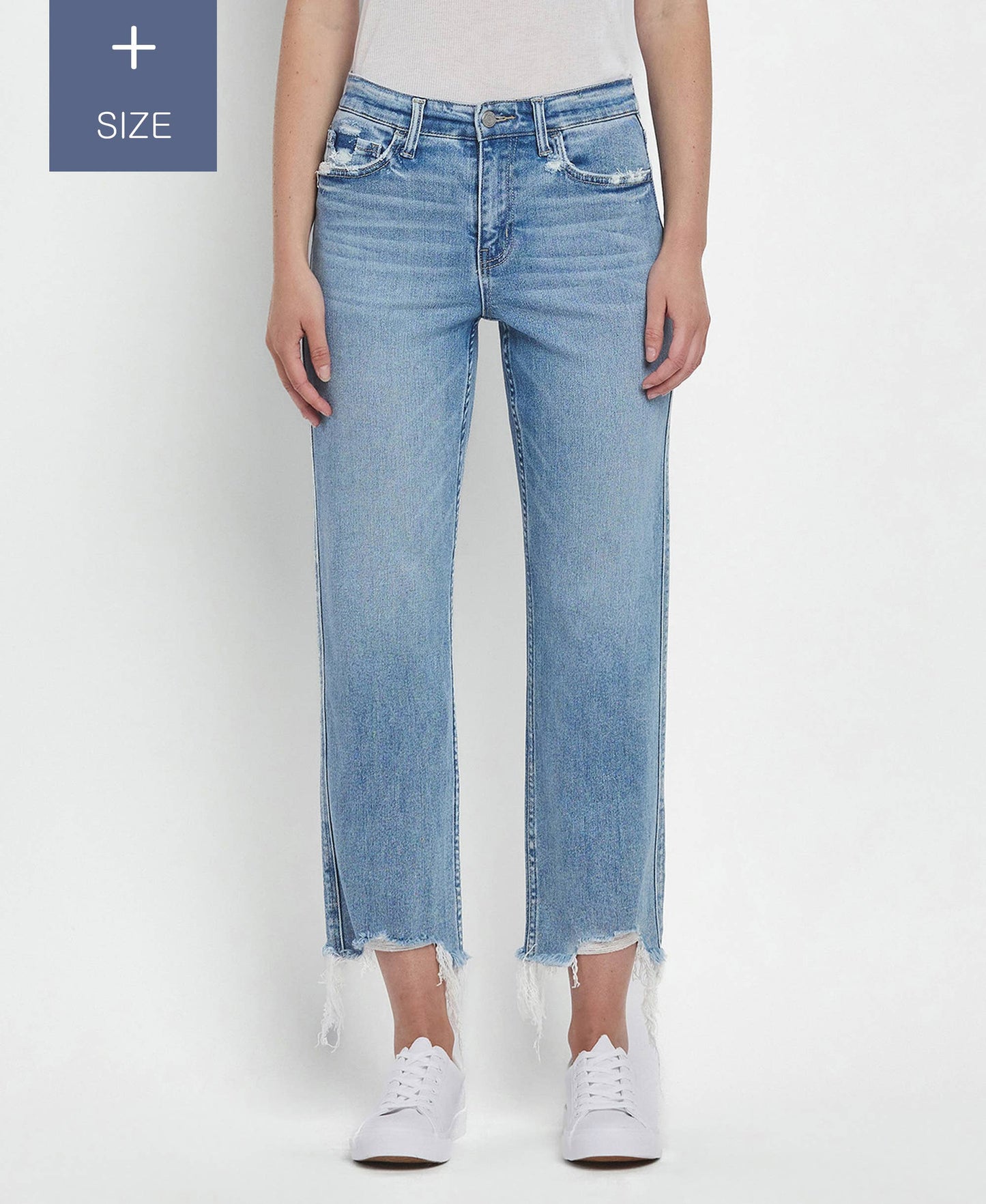 PLUS SIZE HIGH RISE REGULAR STRAIGHT JEANS T6478-P