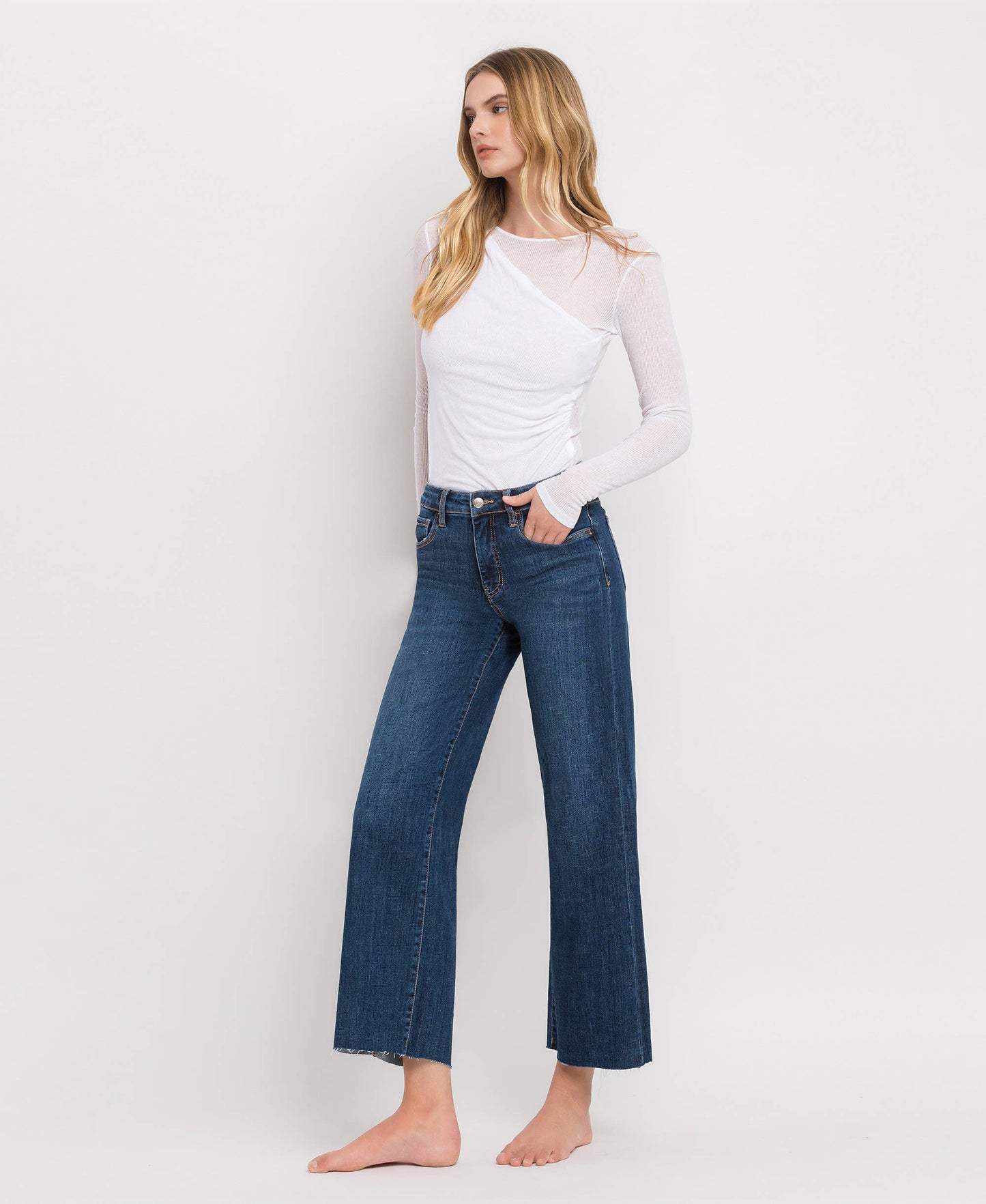 TUMMY CONTROL MID RISE WIDE LEG JEANS LV1311