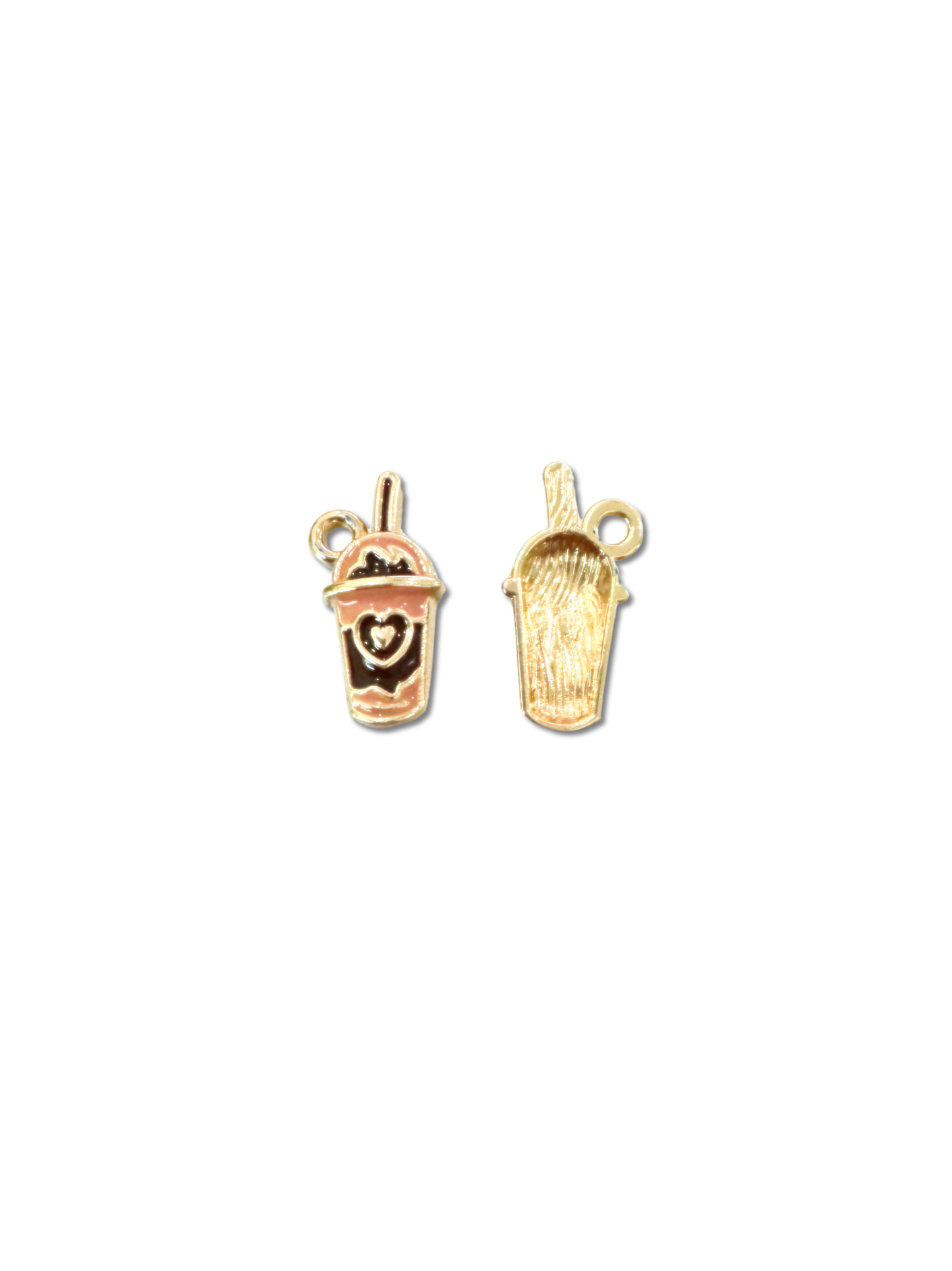 * Gold Enamel Cafe Late Charm