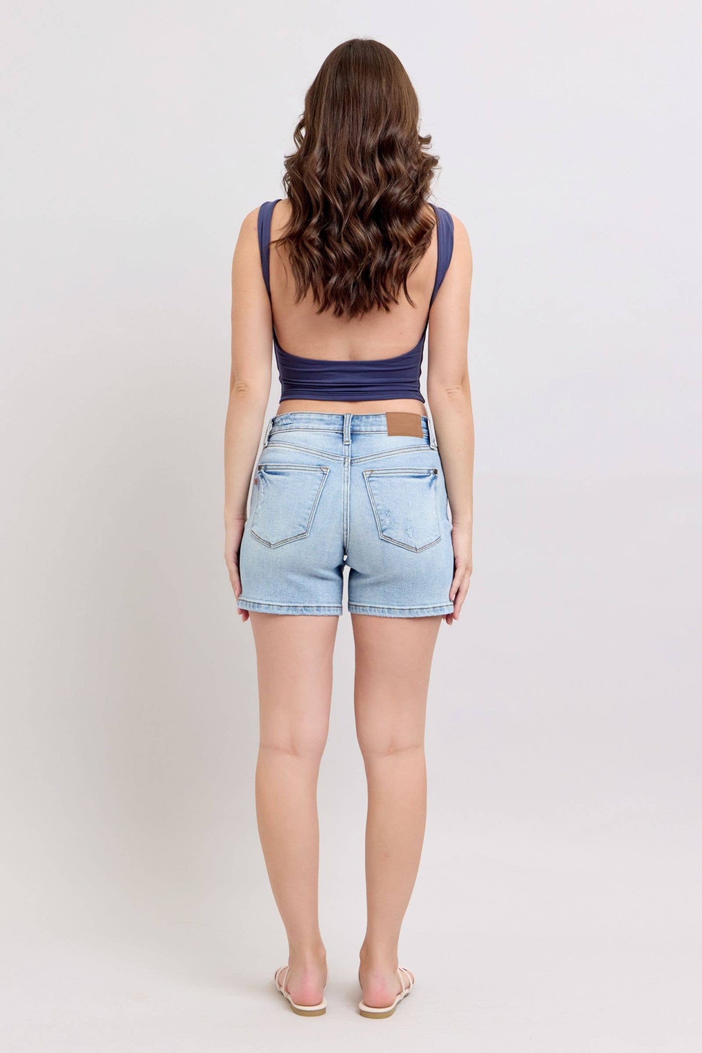 Judy Blue Mid Rise Vintage Wash Dad Shorts