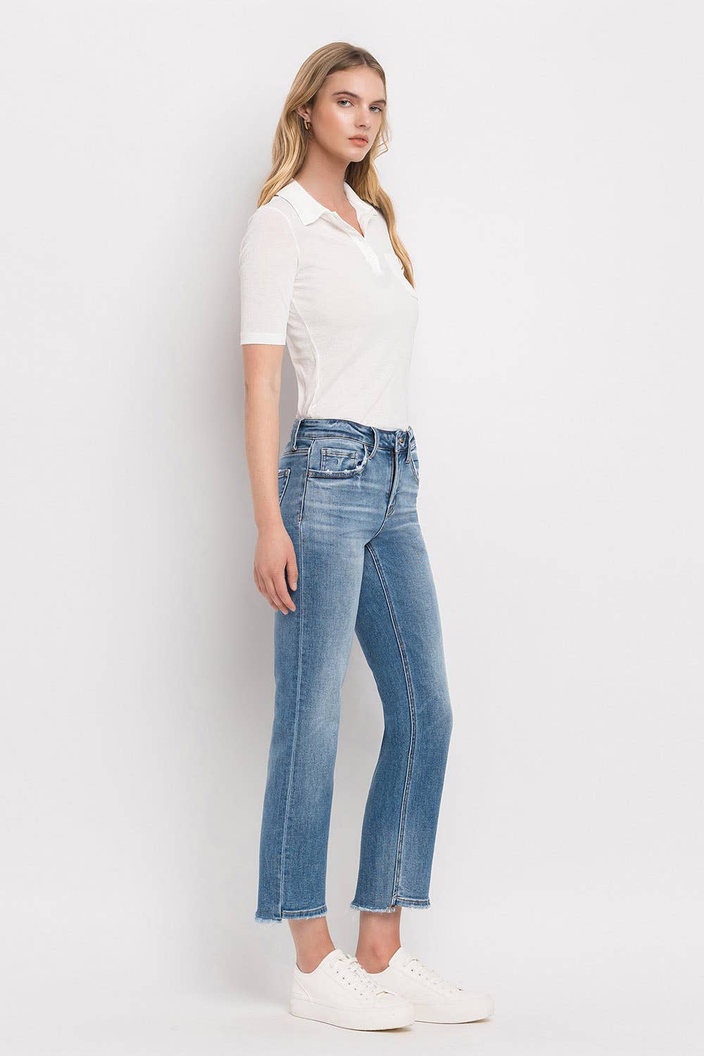 MID RISE CROP STRAIGHT JEANS F5221