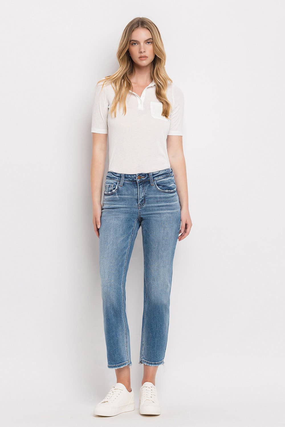 MID RISE CROP STRAIGHT JEANS F5221