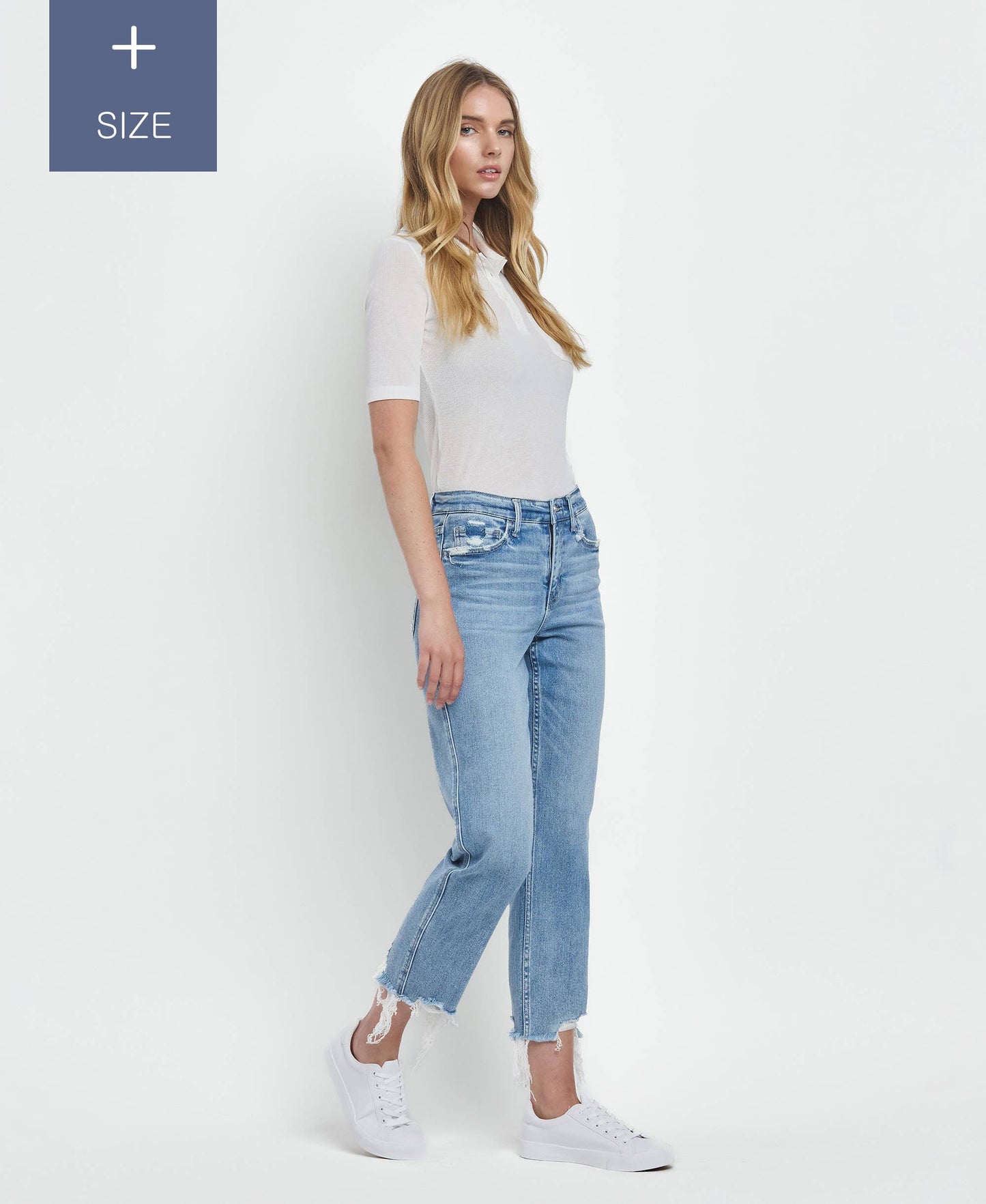PLUS SIZE HIGH RISE REGULAR STRAIGHT JEANS T6478-P