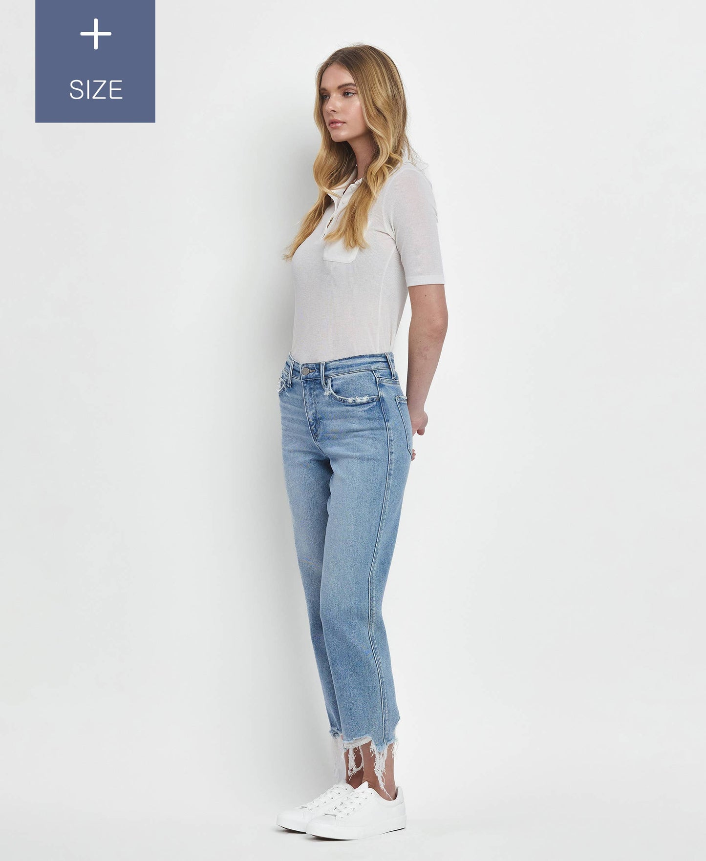 PLUS SIZE HIGH RISE REGULAR STRAIGHT JEANS T6478-P