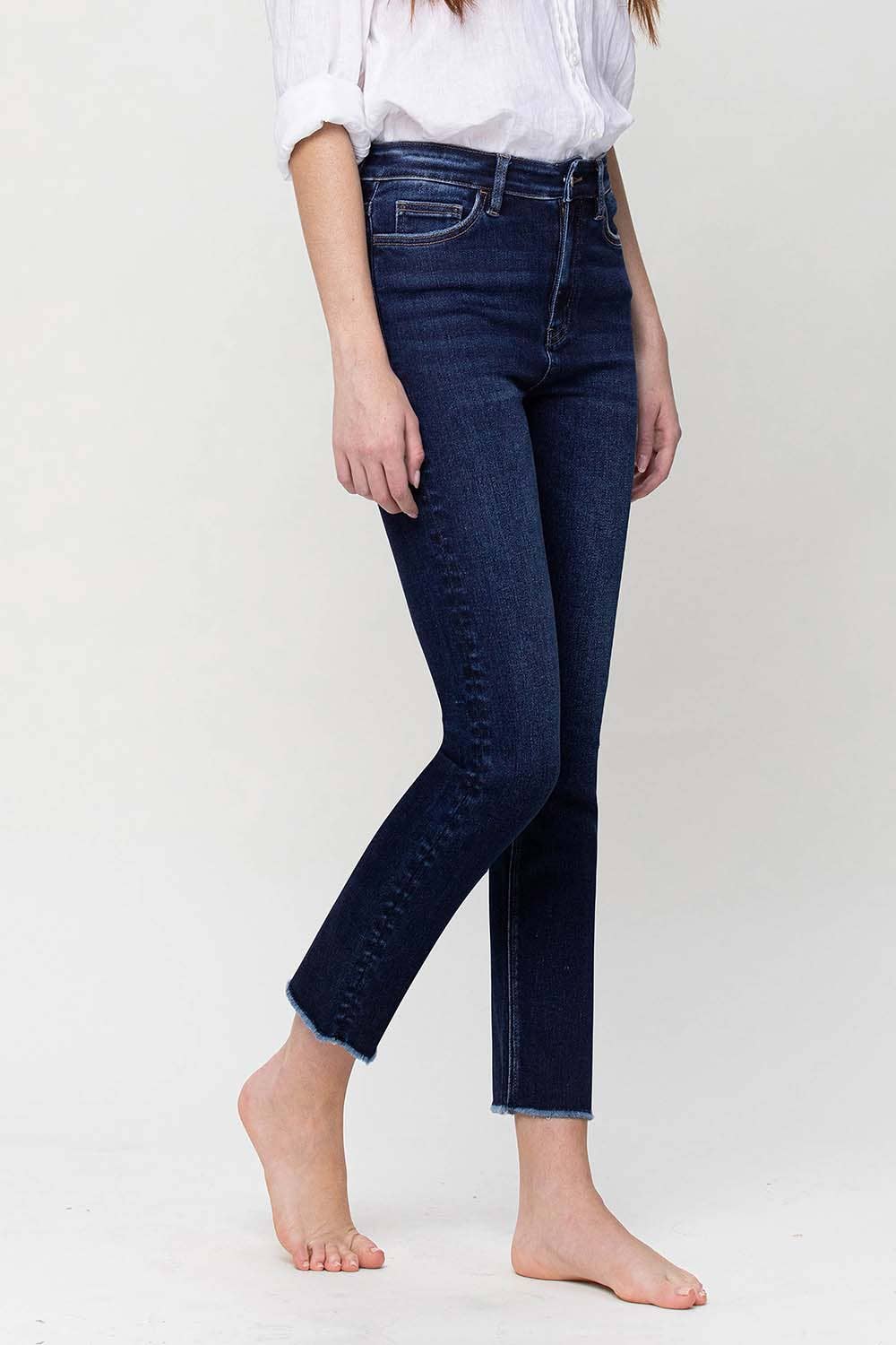 SUPER HIGH RISE STRETCH SLIM STRAIGHT JEANS T5354