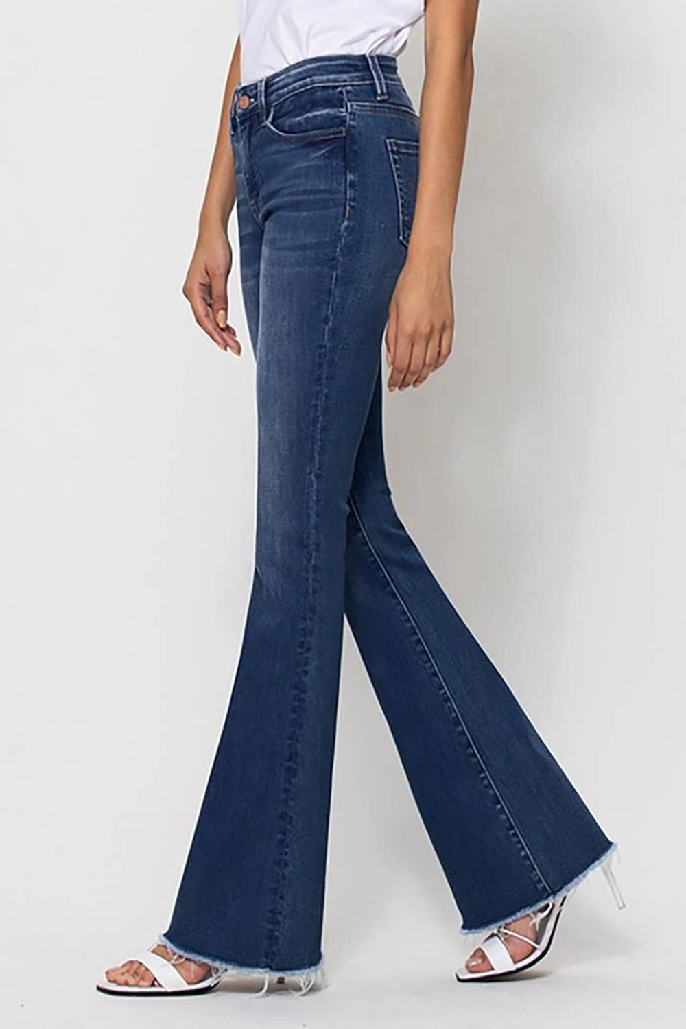 MID RISE RAW HEM FLARE JEANS T5349D
