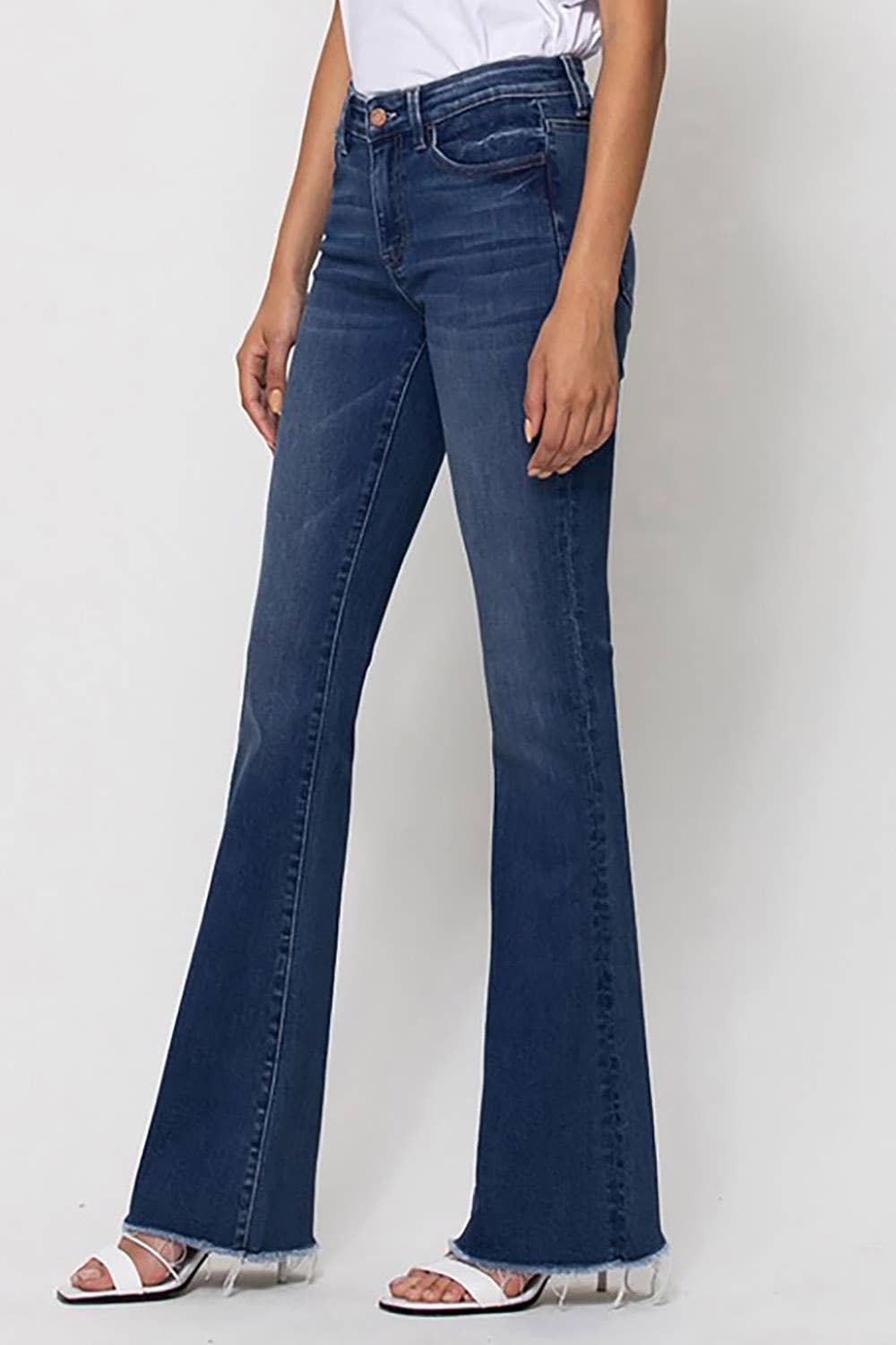 MID RISE RAW HEM FLARE JEANS T5349D