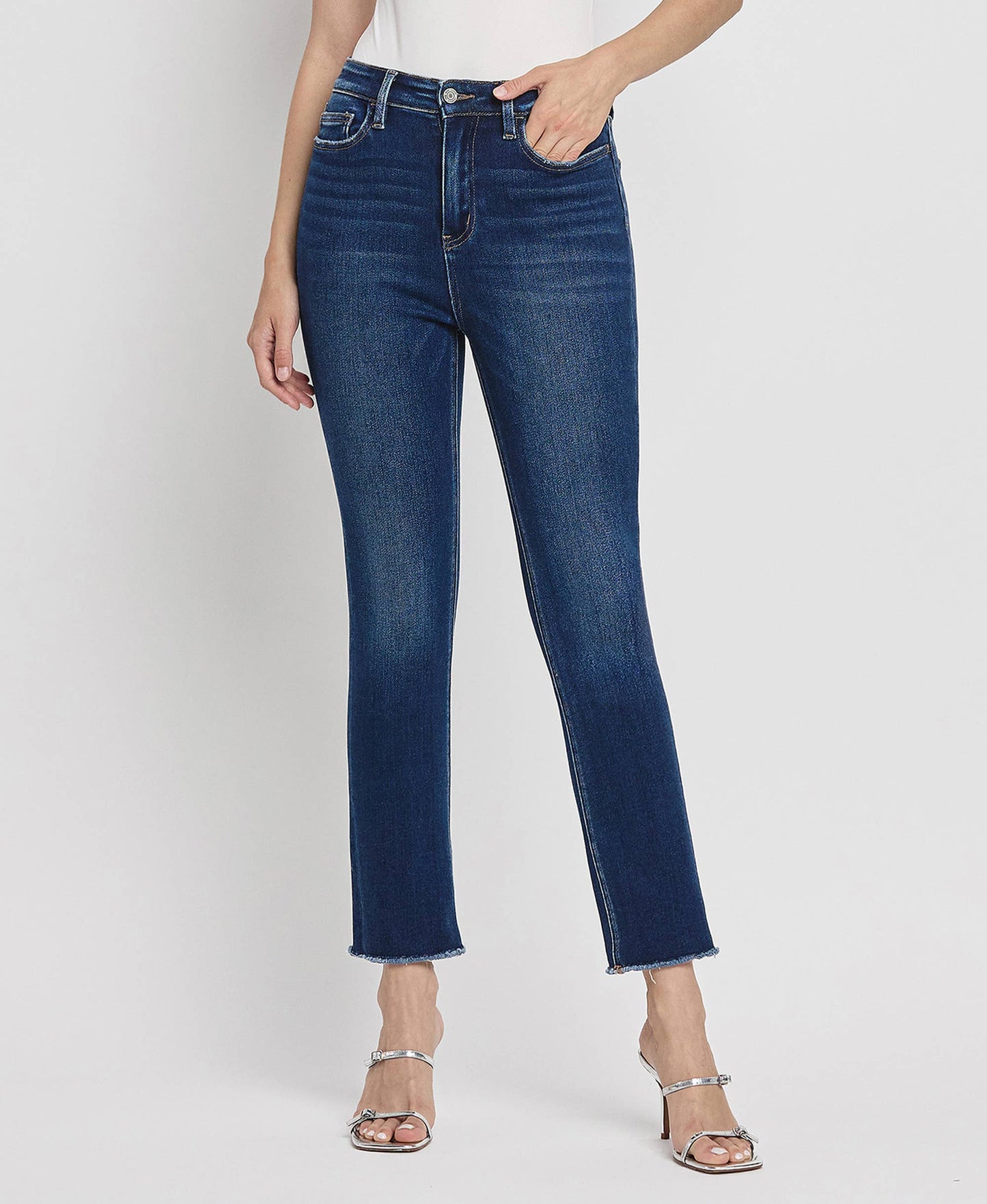 SUPER HIGH RISE STRETCH SLIM STRAIGHT JEANS T5354