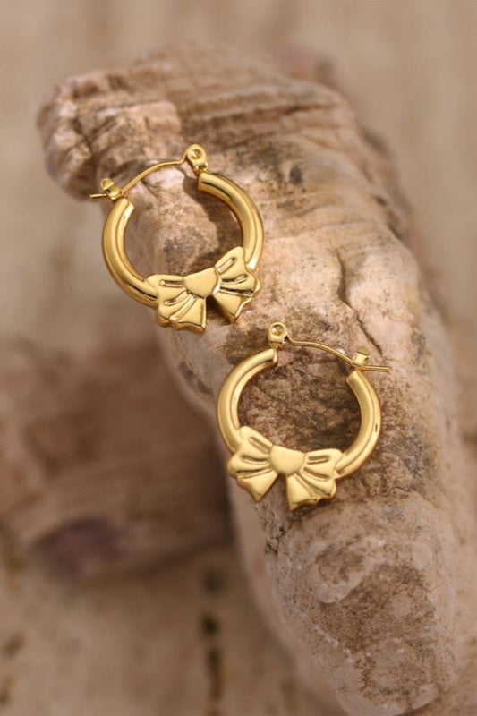 LDC Bow Decor Hoop Earrings Fashion Jewelry Accessories