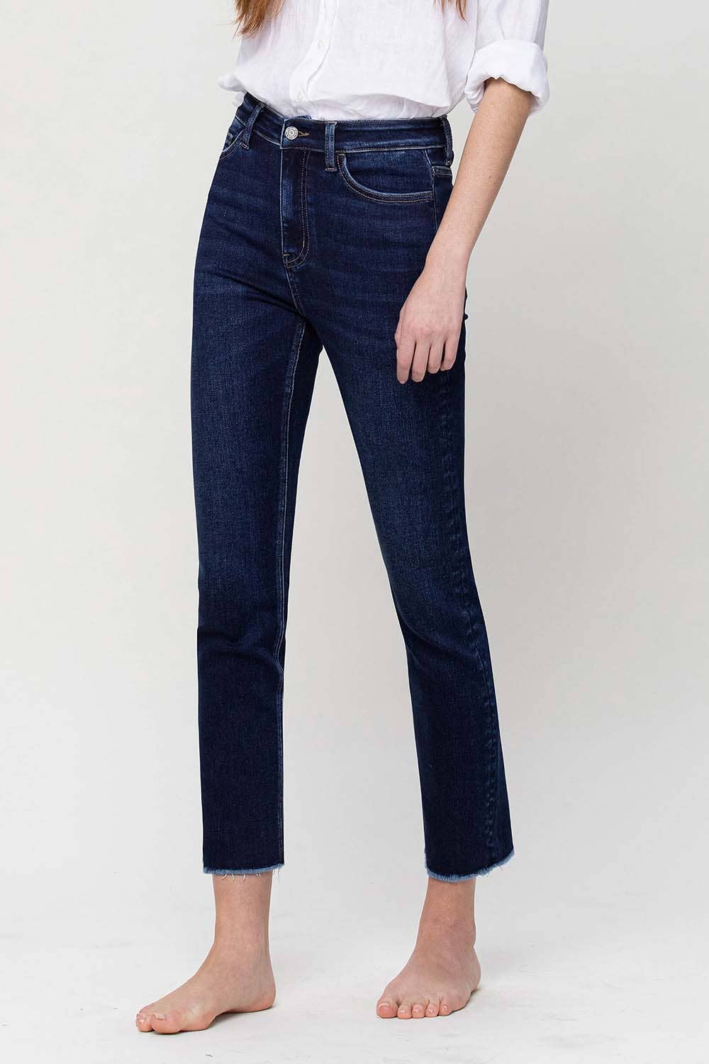 SUPER HIGH RISE STRETCH SLIM STRAIGHT JEANS T5354