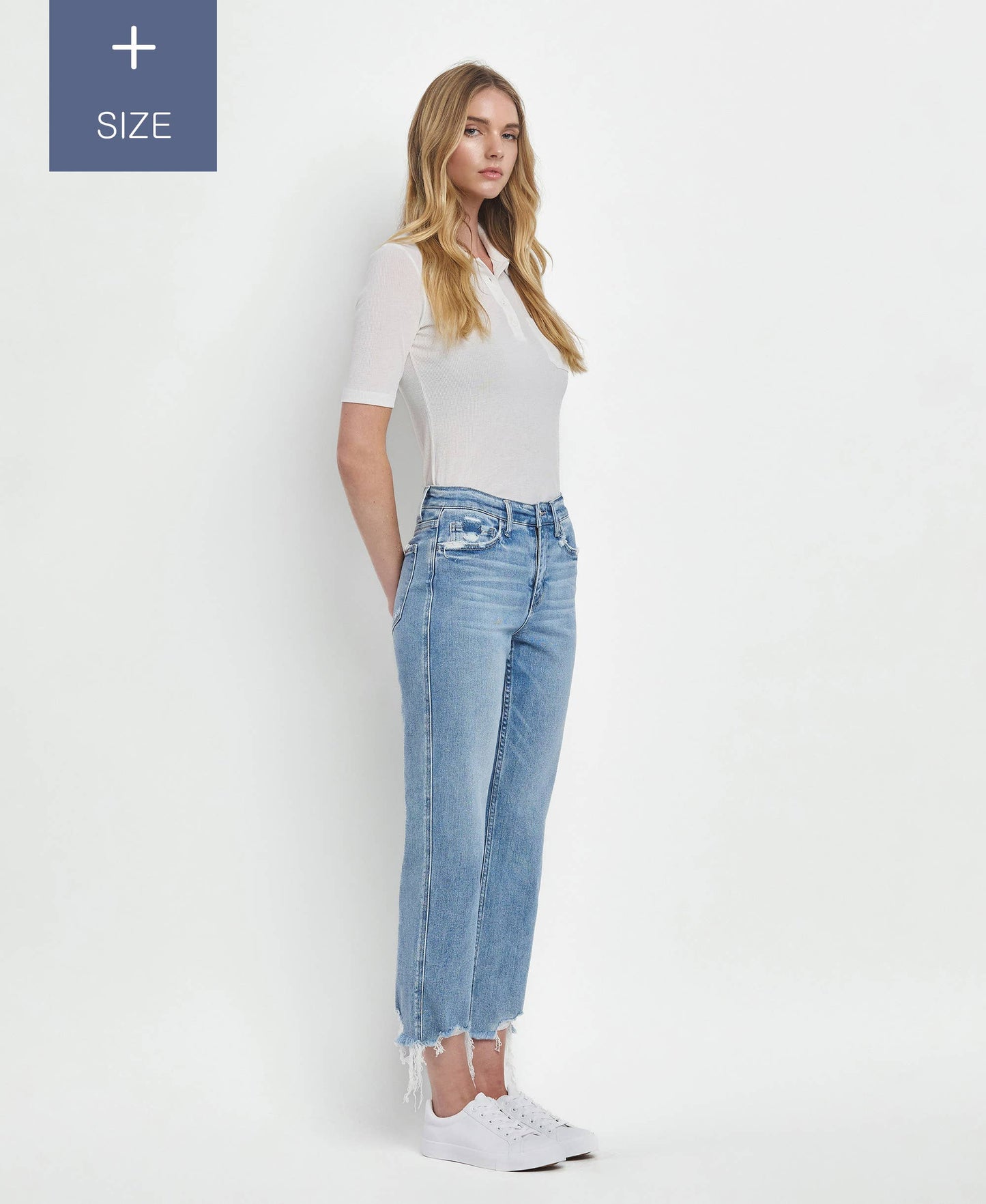 PLUS SIZE HIGH RISE REGULAR STRAIGHT JEANS T6478-P