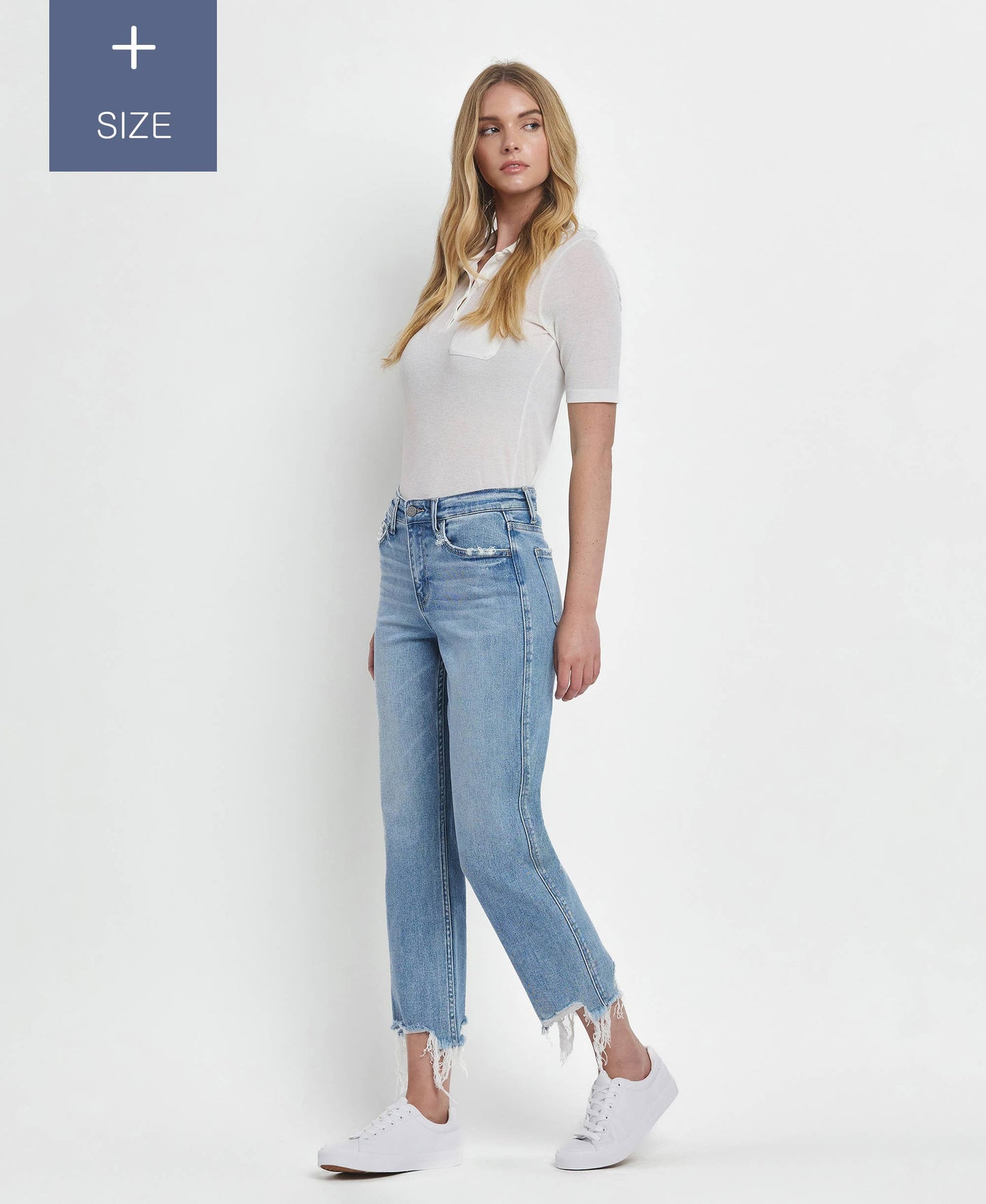 PLUS SIZE HIGH RISE REGULAR STRAIGHT JEANS T6478-P