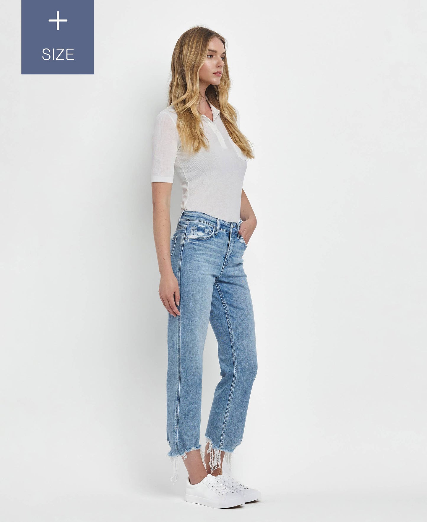 PLUS SIZE HIGH RISE REGULAR STRAIGHT JEANS T6478-P