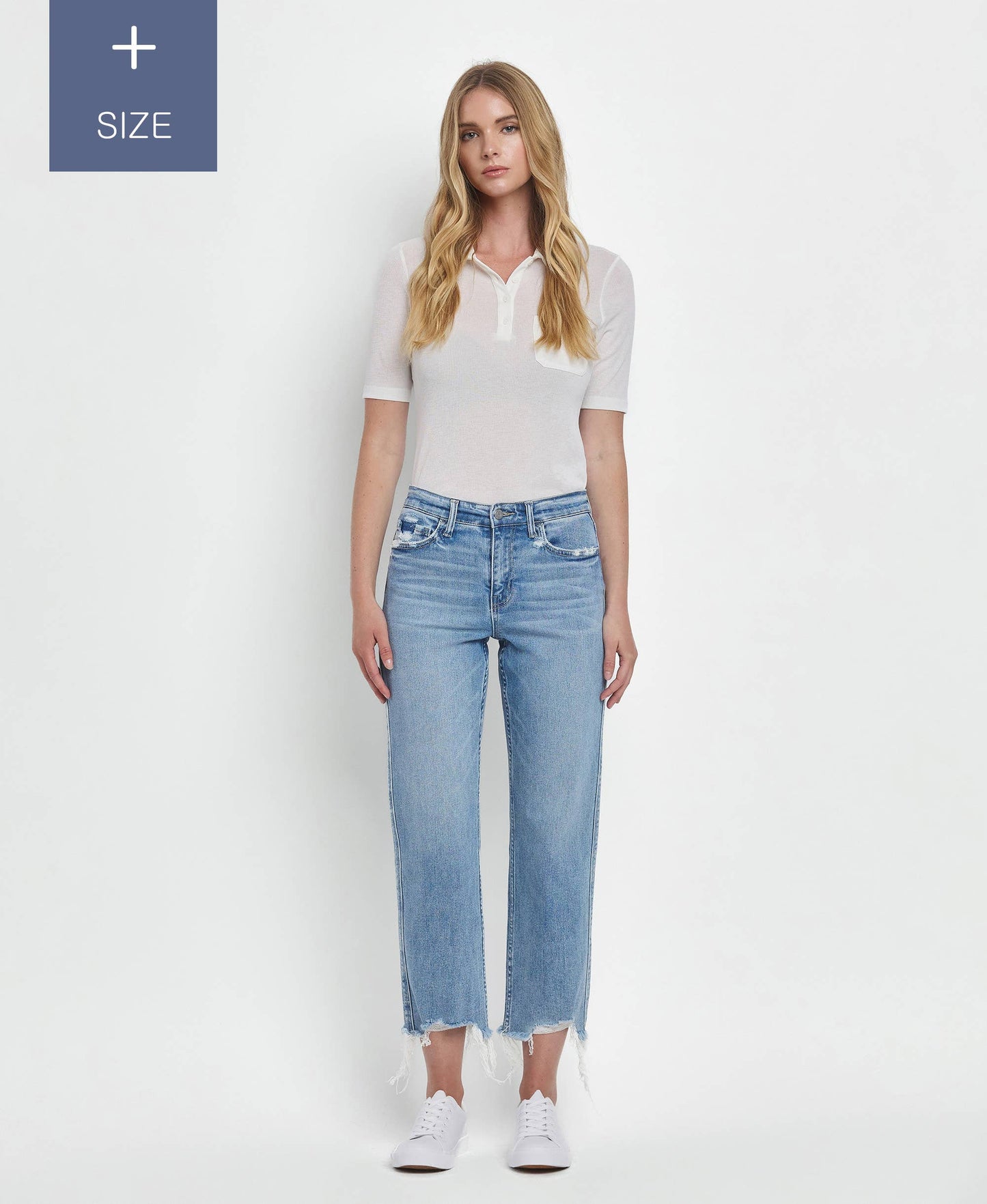 PLUS SIZE HIGH RISE REGULAR STRAIGHT JEANS T6478-P