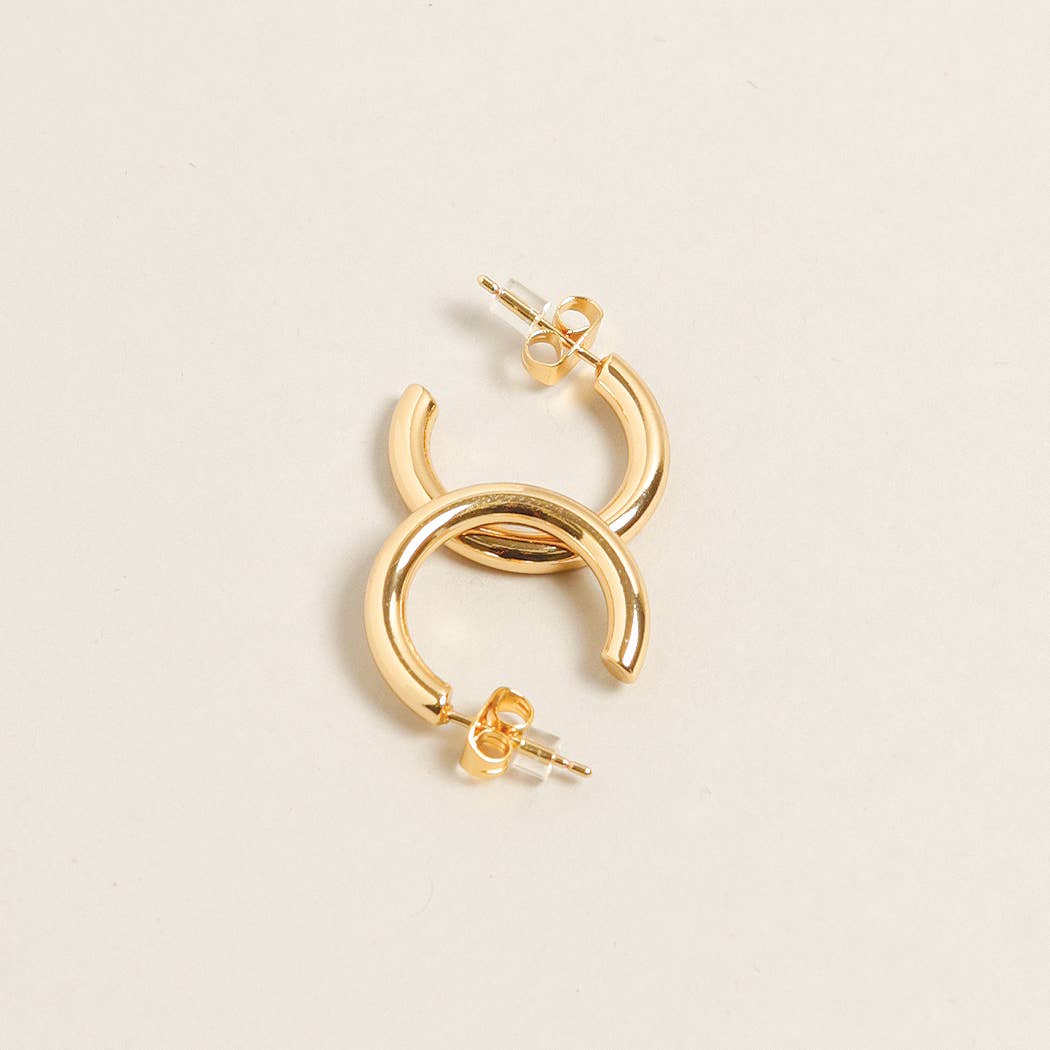 XS-14K Gold Dipped Post Hoop Earrings