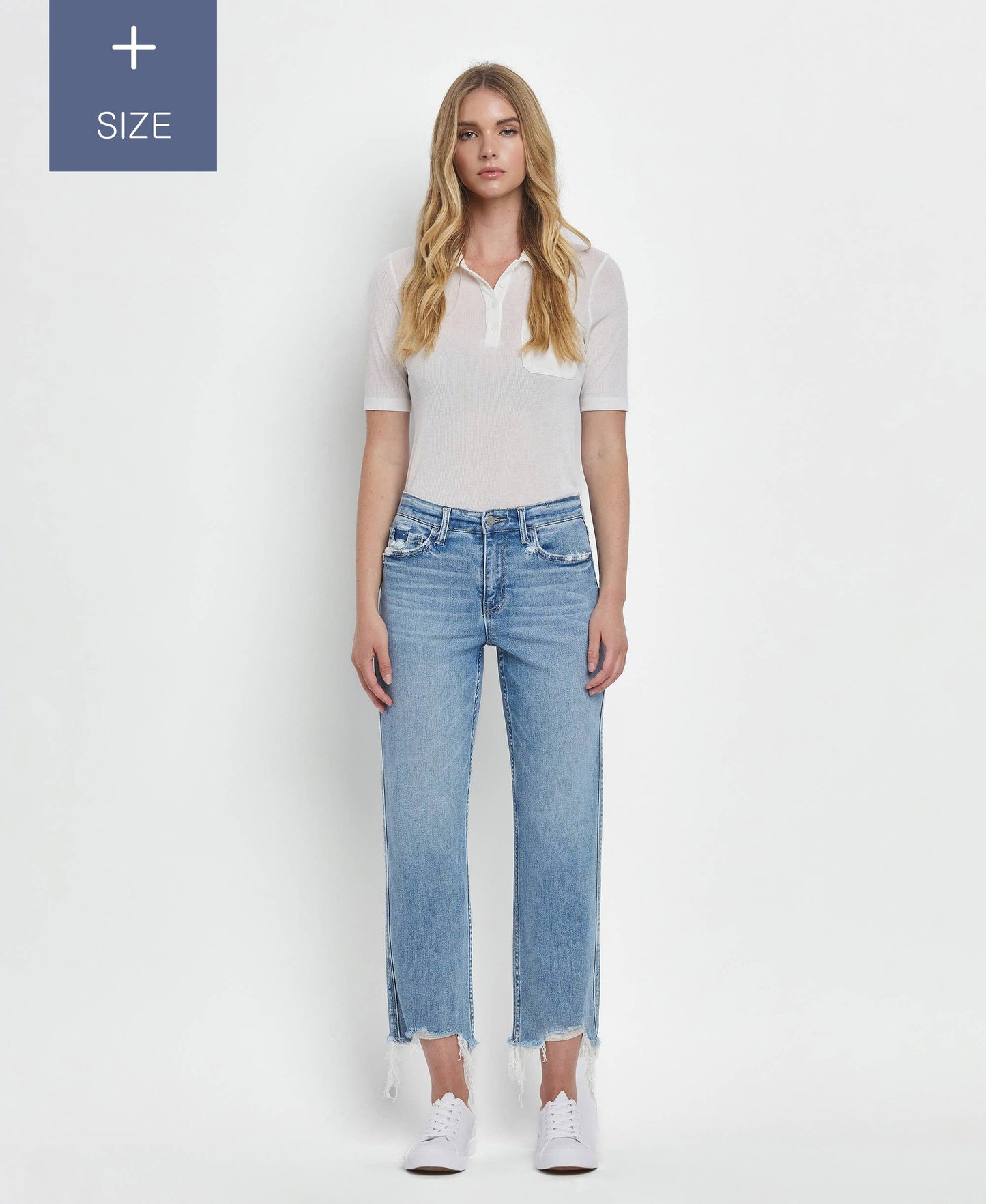 PLUS SIZE HIGH RISE REGULAR STRAIGHT JEANS T6478-P