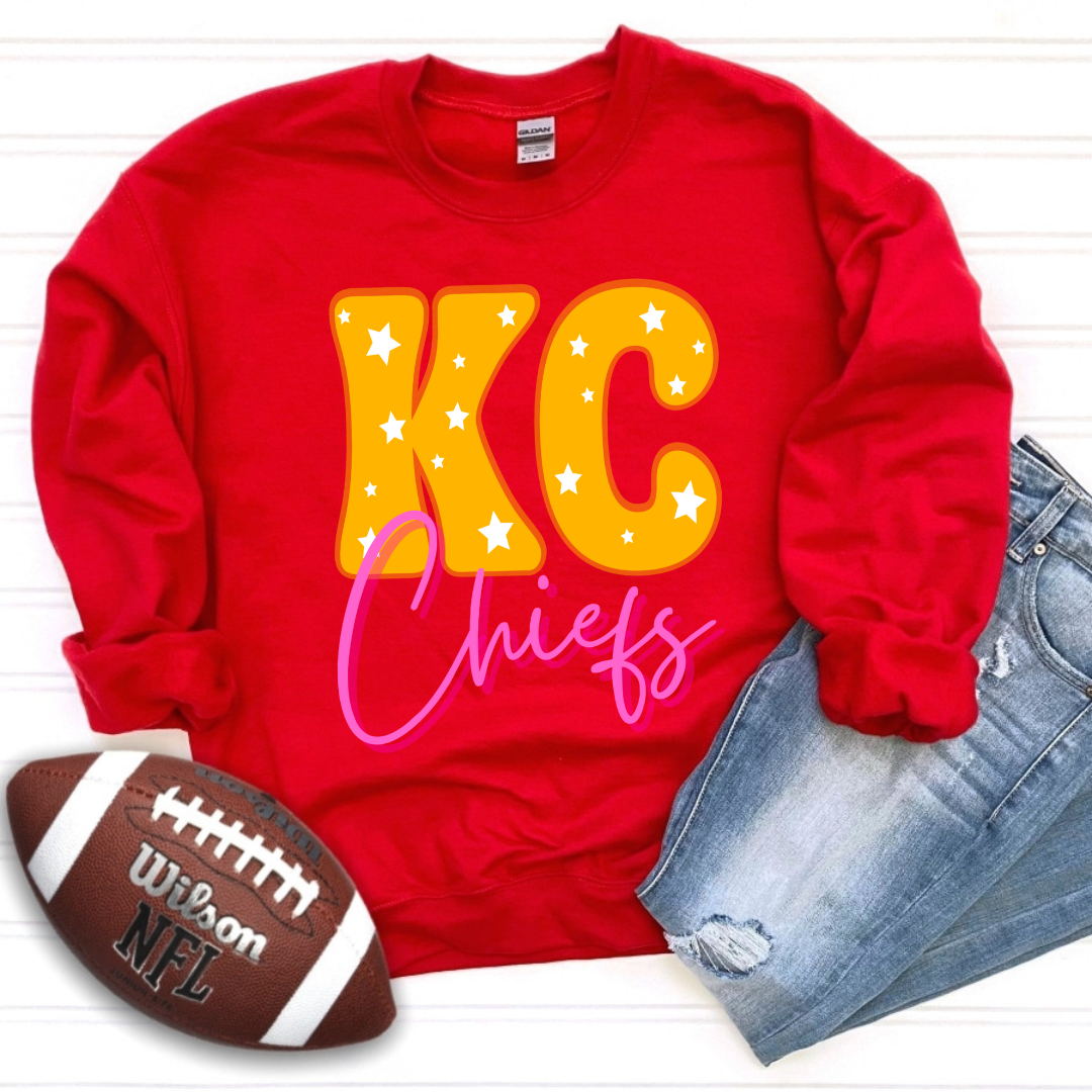 KC Chiefs Yellow & Pink On Red