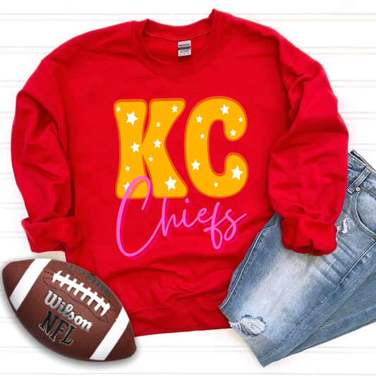 KC Chiefs Yellow & Pink On Red