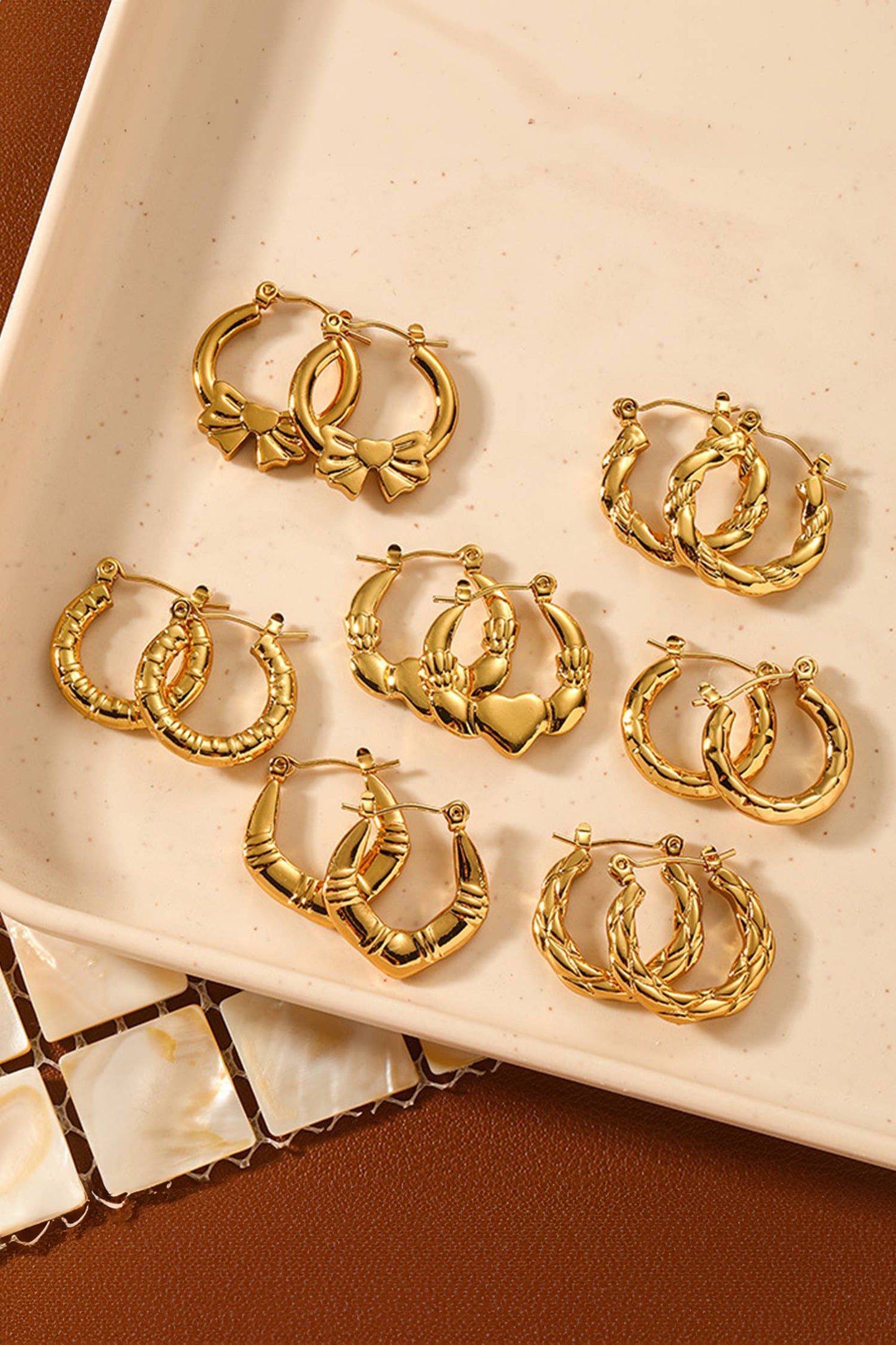LDC Bow Decor Hoop Earrings Fashion Jewelry Accessories