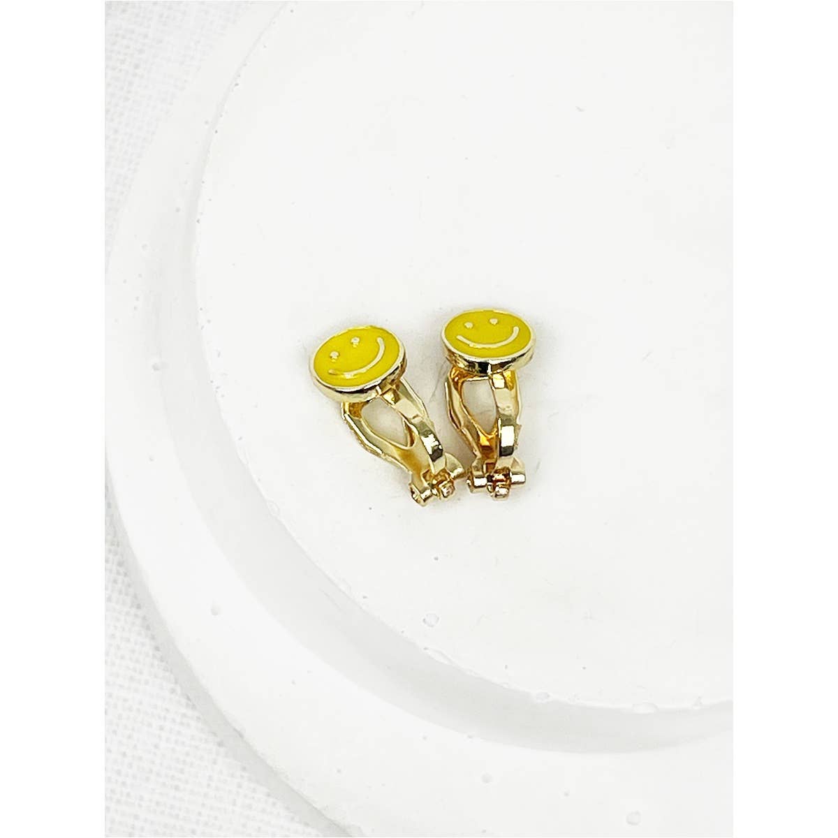 Smiley Face Clip on Earrings