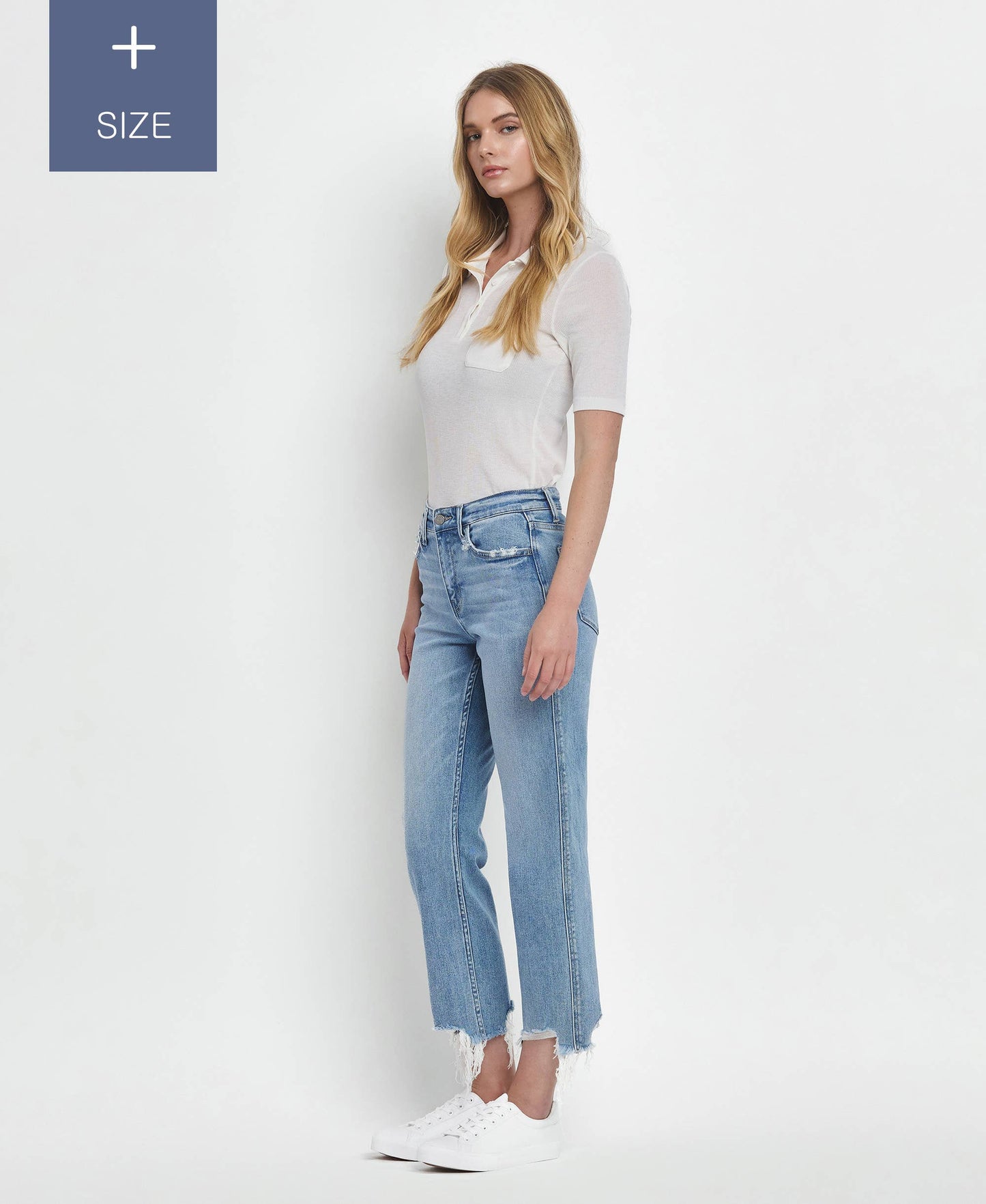 PLUS SIZE HIGH RISE REGULAR STRAIGHT JEANS T6478-P