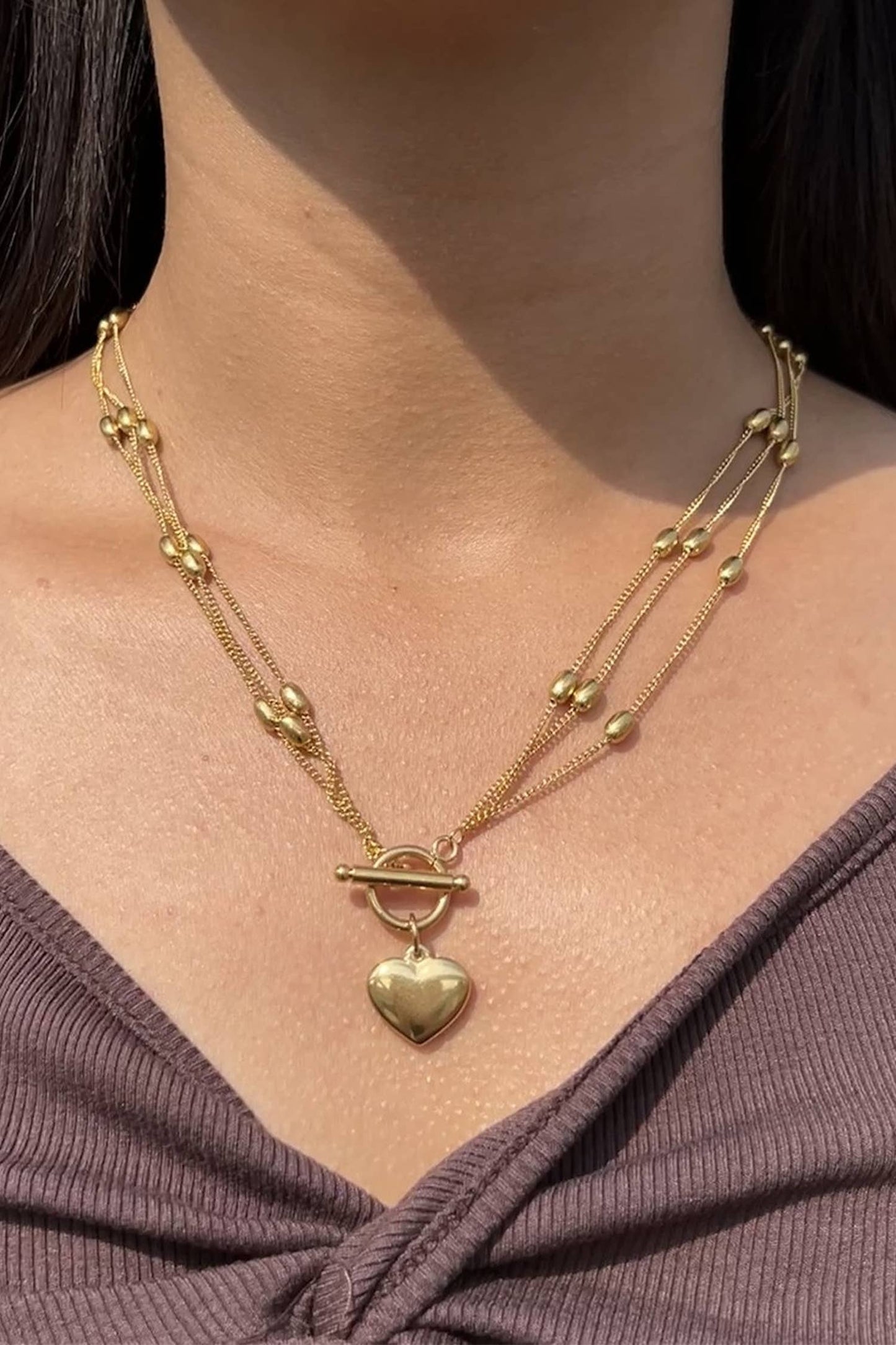 LDC Valentine Heart Pendant Chain Necklace Fashion Jewelry