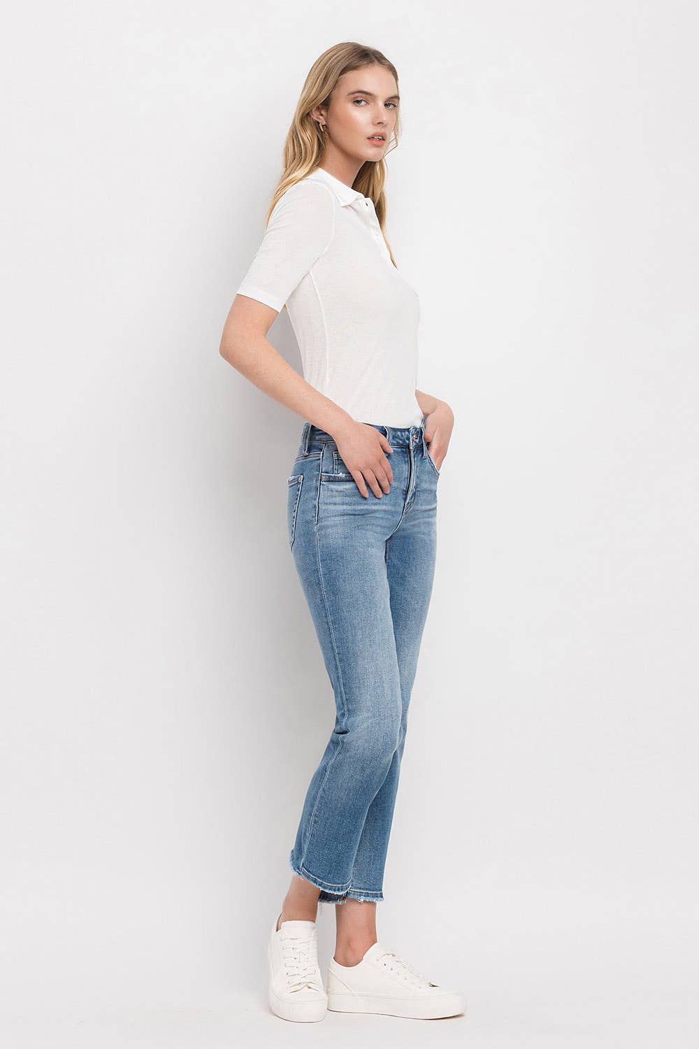 MID RISE CROP STRAIGHT JEANS F5221